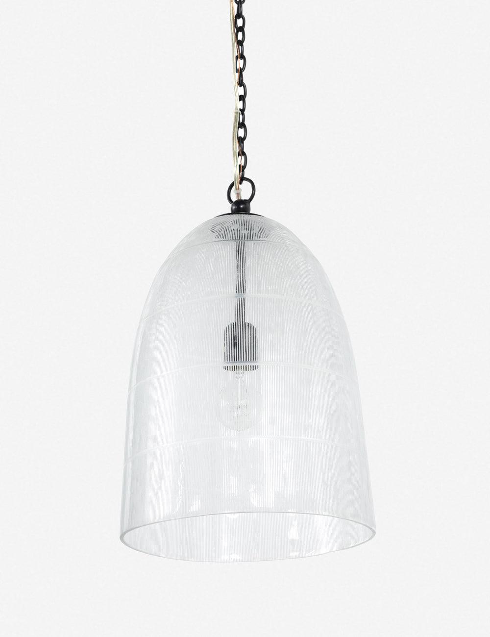 Ephram 12" Hand-Etched Glass Pendant Light in Antiqued Iron