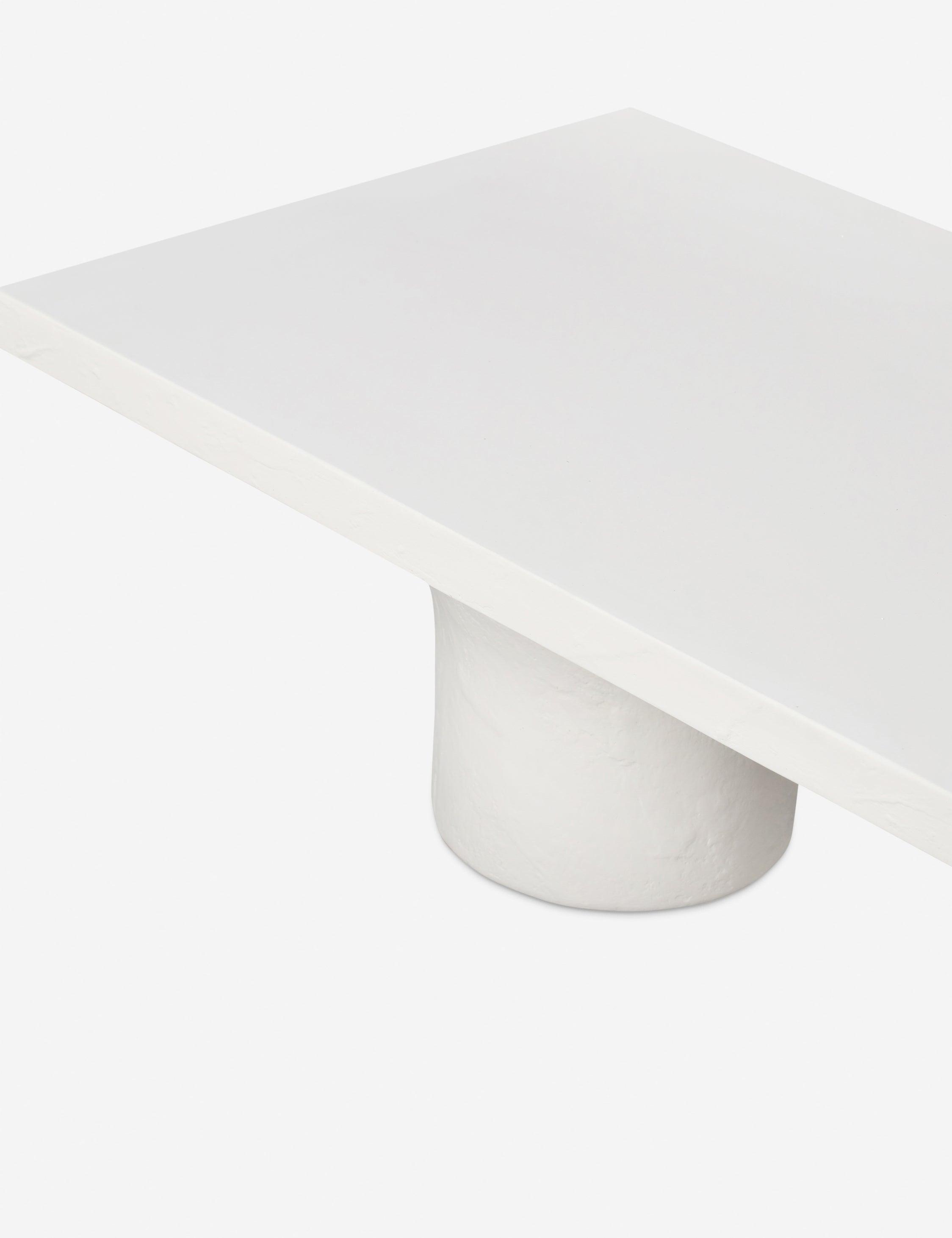 Monolithic Adobe-Inspired White Concrete Rectangular Coffee Table