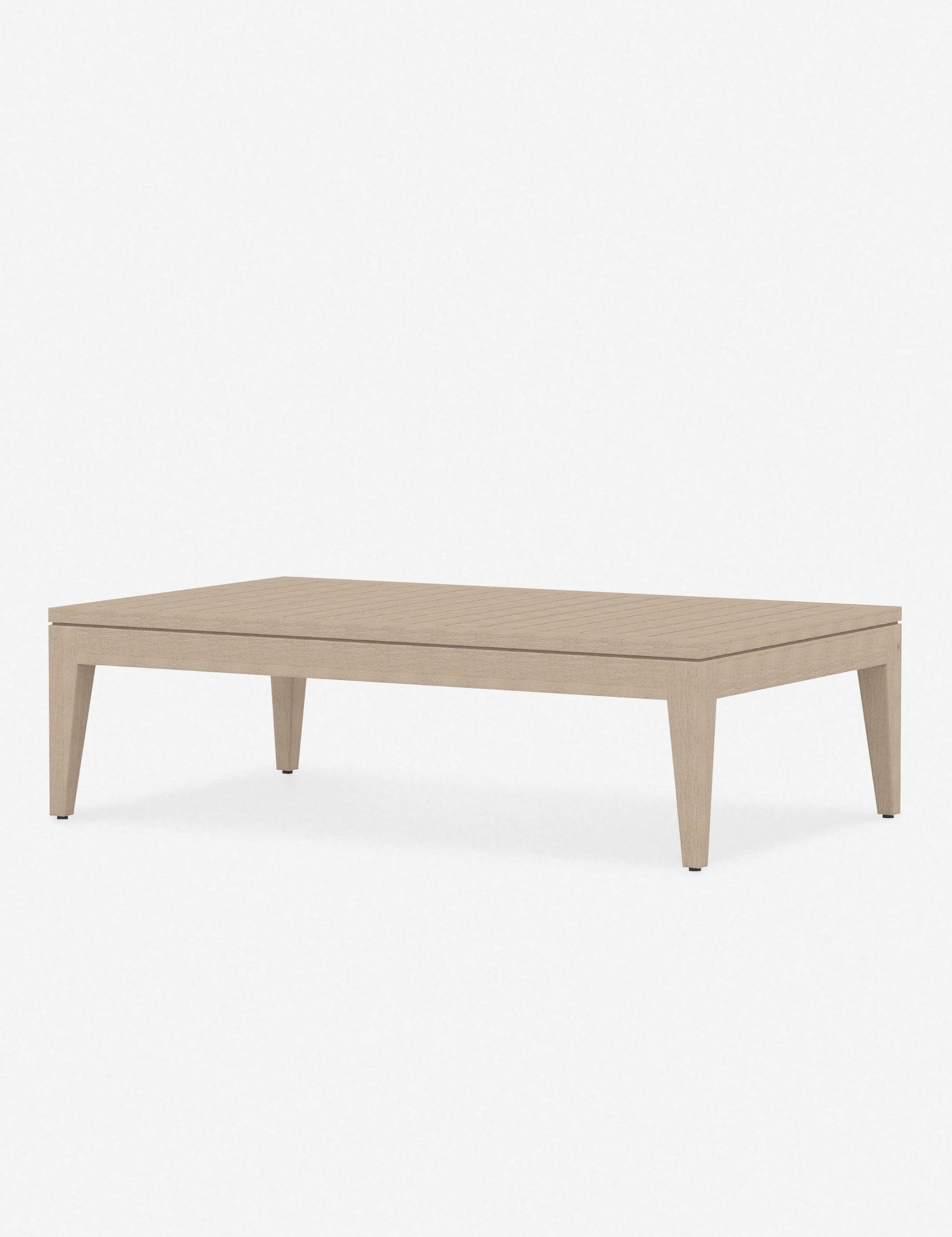 Sherwood Contemporary Teak Rectangular Coffee Table in Washed Brown