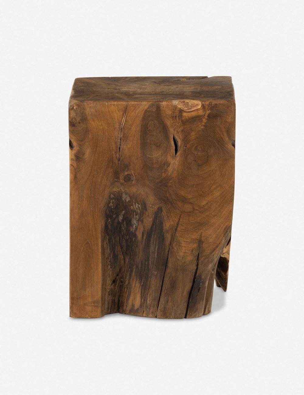 Modern Teak Root 12" Square Stool in Rich Brown