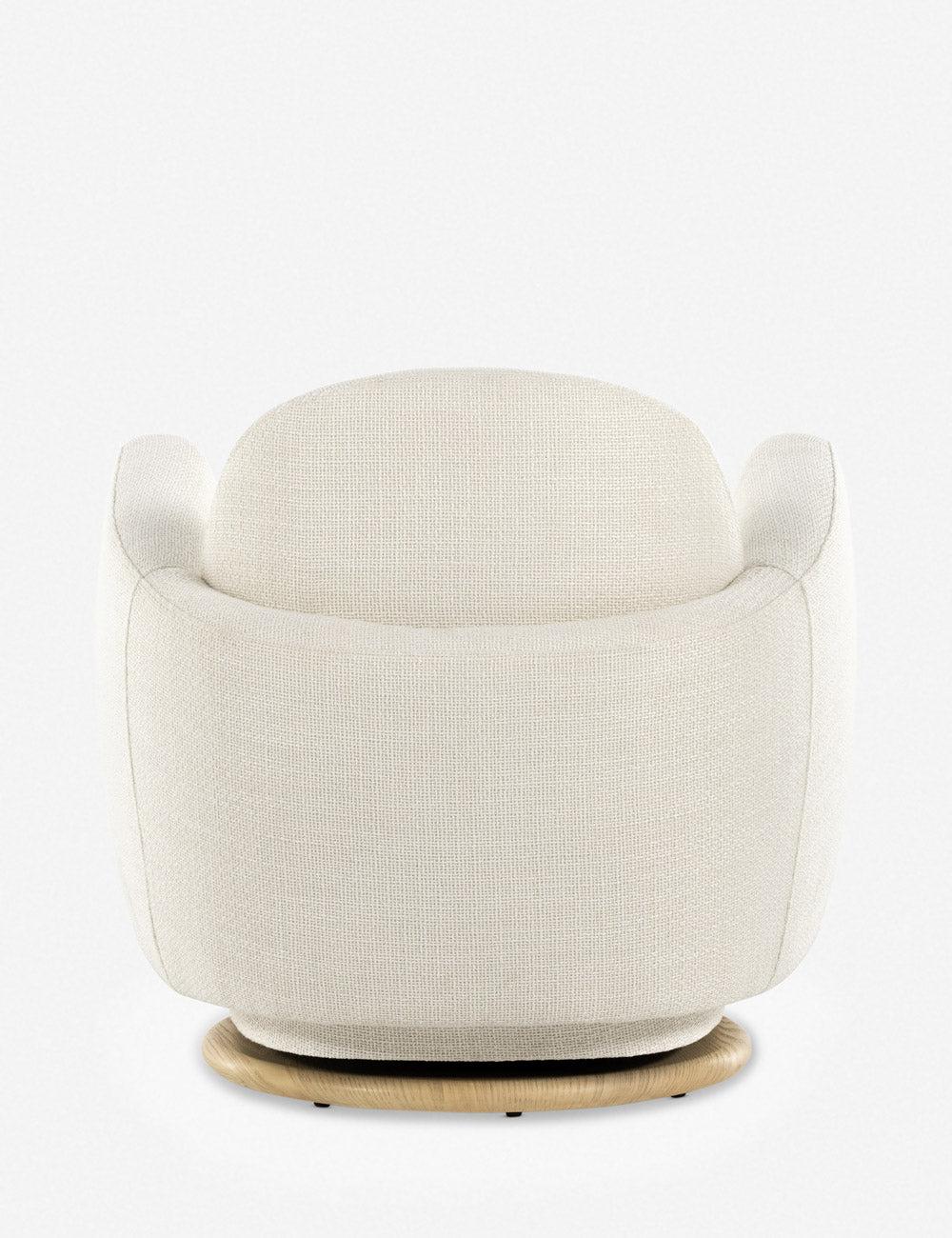 Gibson White Cream Swivel Accent Chair with Wood Base