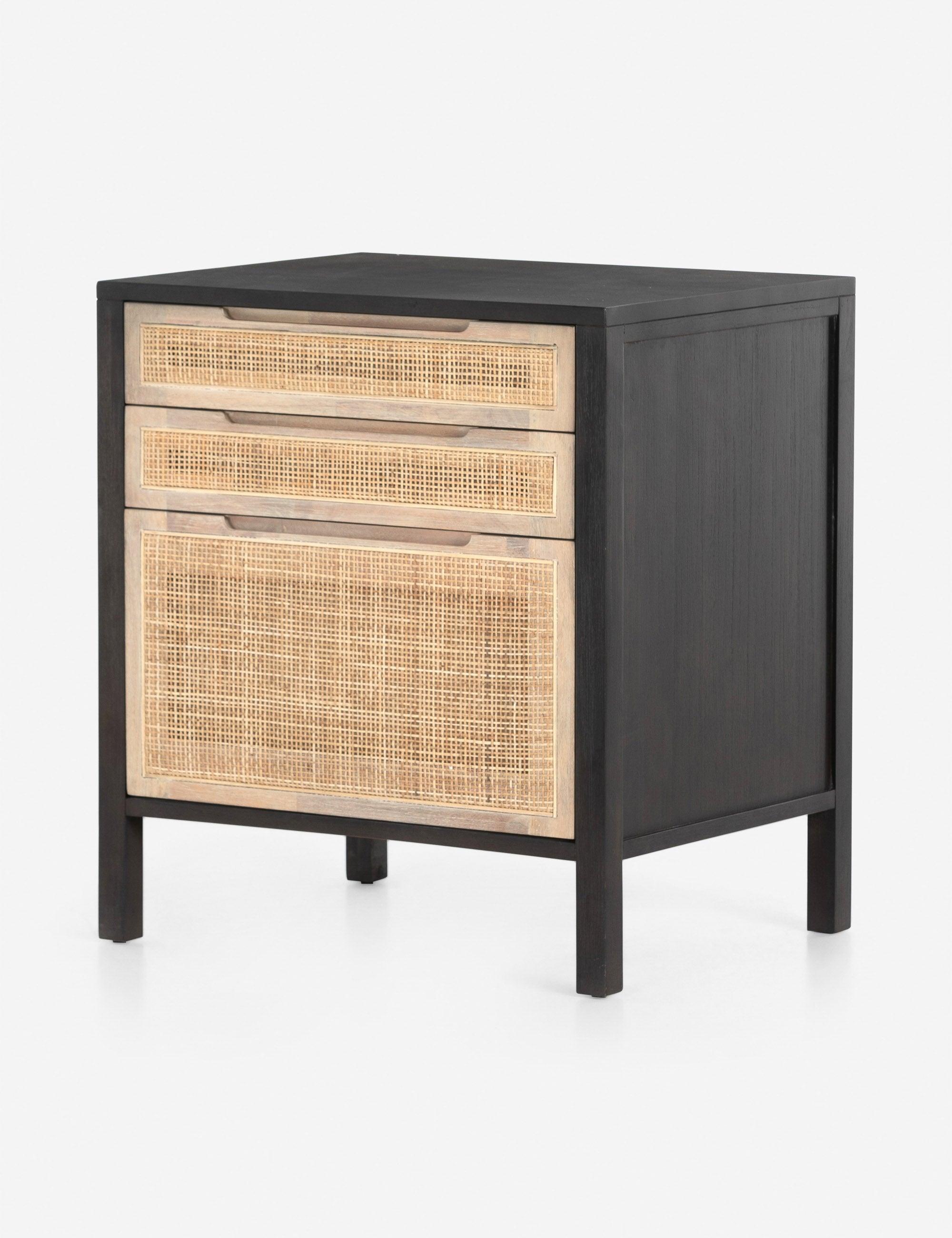 Contemporary Black-Washed Mango & Cane Legal Filing Cabinet