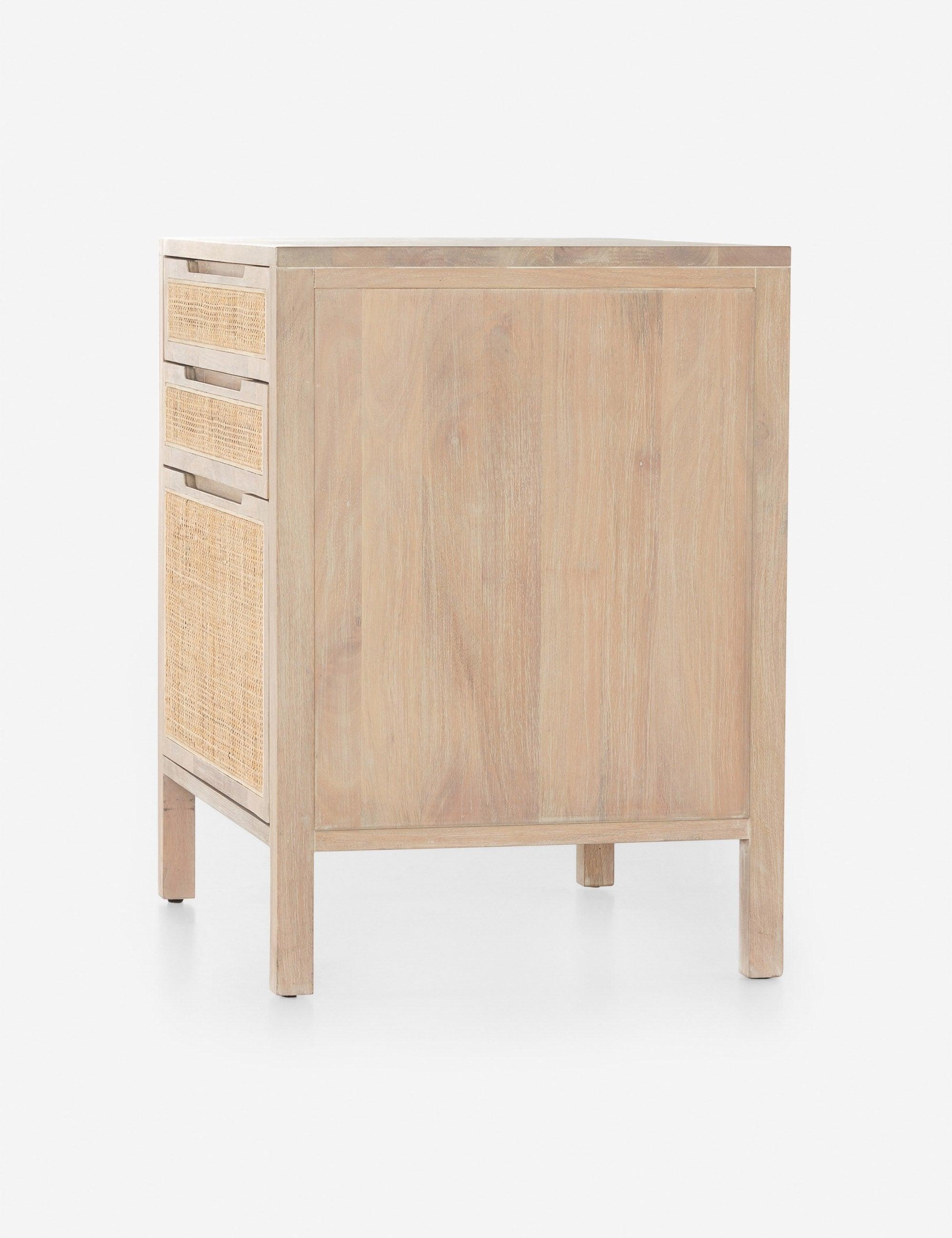 Contemporary Brown Mango Wood and Cane 3-Drawer Legal File Cabinet