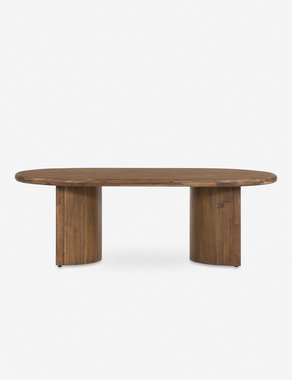 Contemporary Oval Acacia Wood Coffee Table in Rich Brown