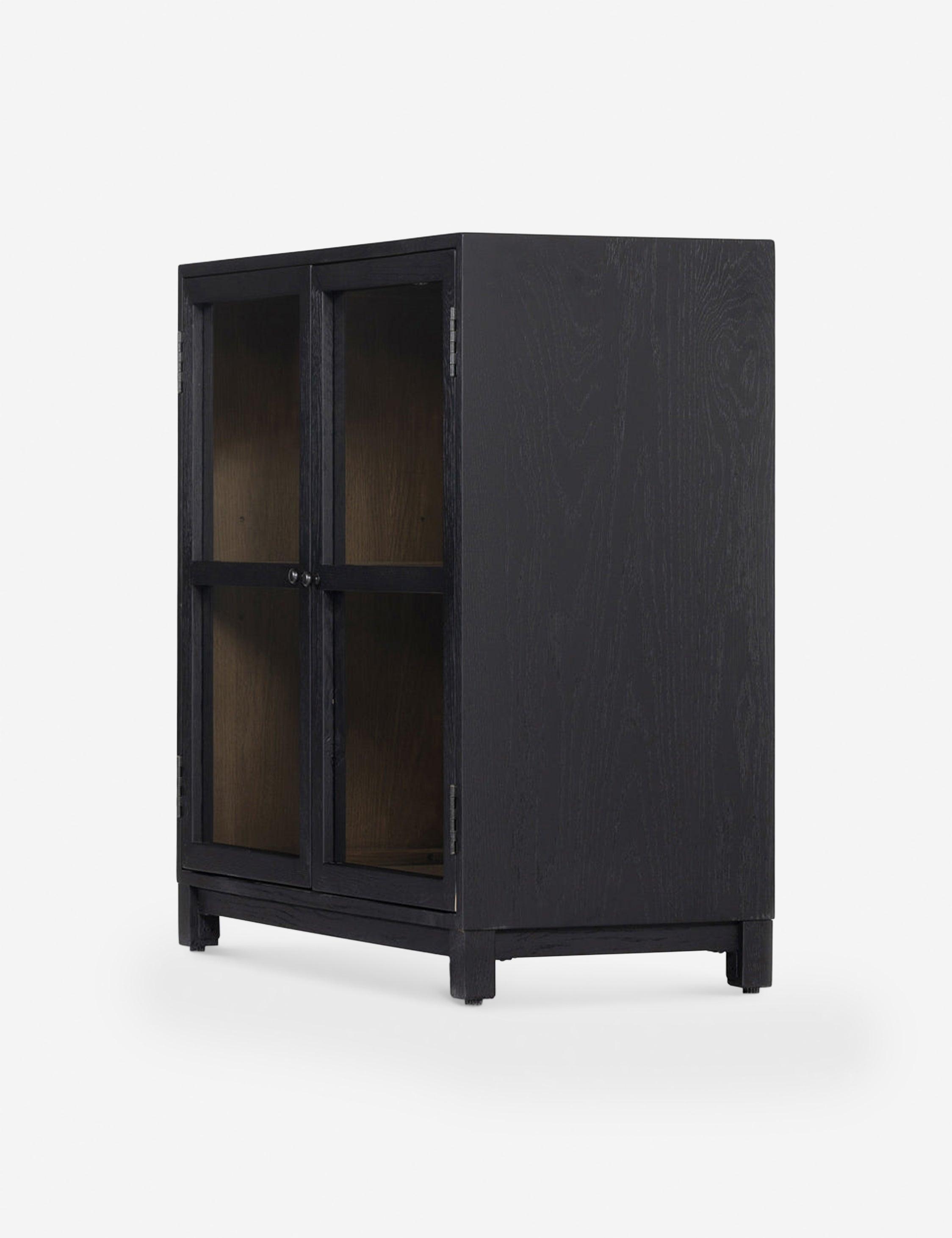 Contemporary Black Oak Display Cabinet with Adjustable Shelving