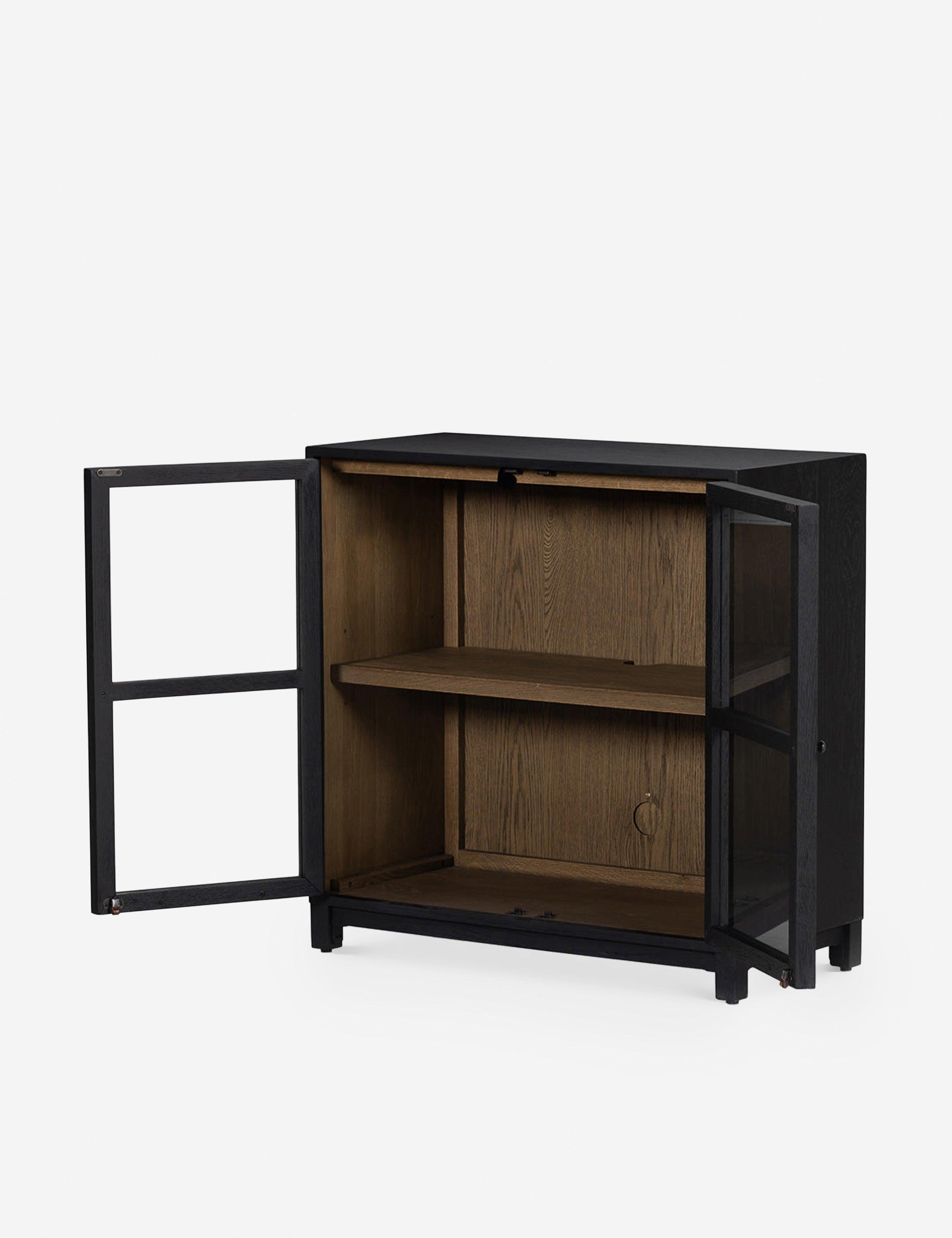 Contemporary Black Oak Display Cabinet with Adjustable Shelving