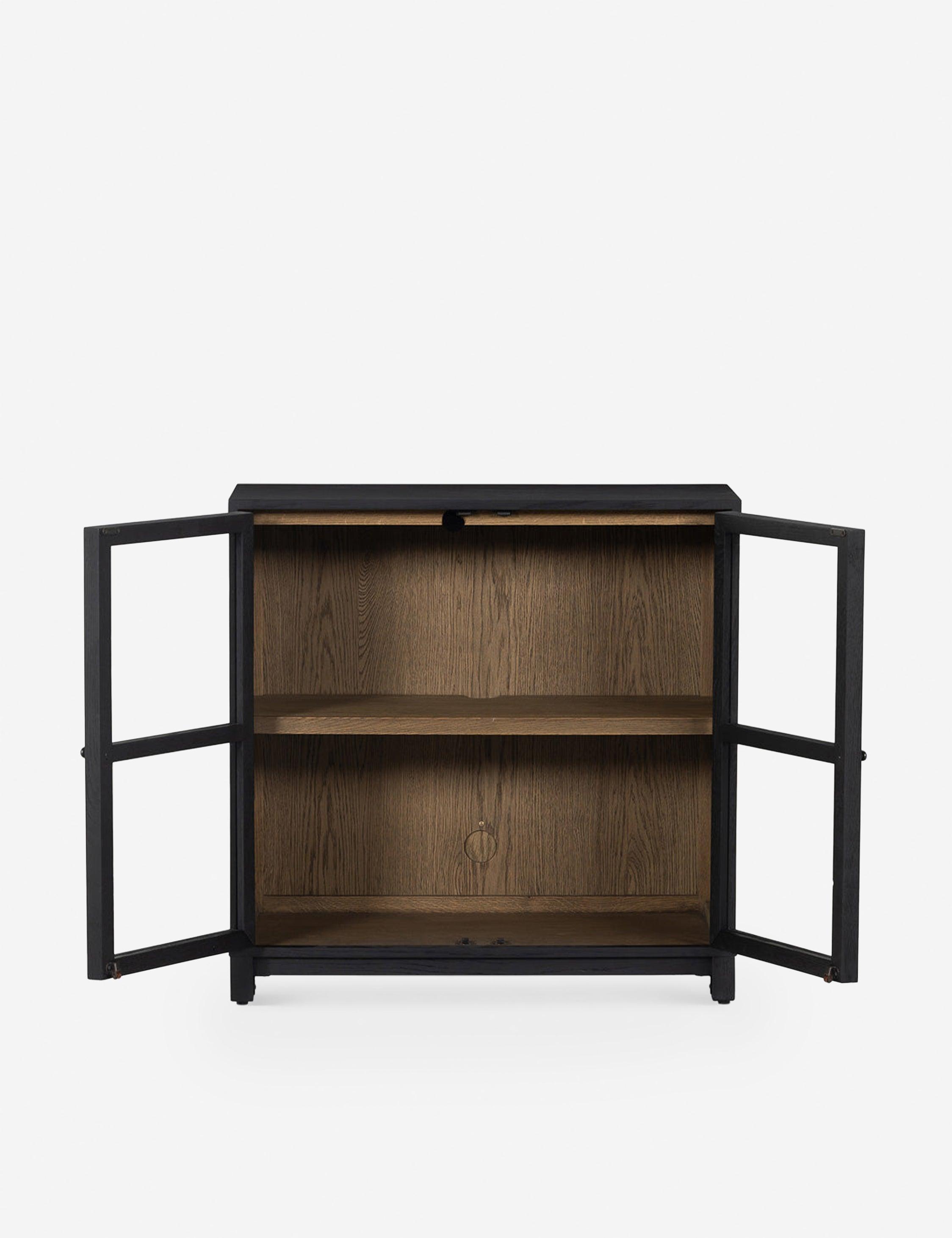 Contemporary Black Oak Display Cabinet with Adjustable Shelving