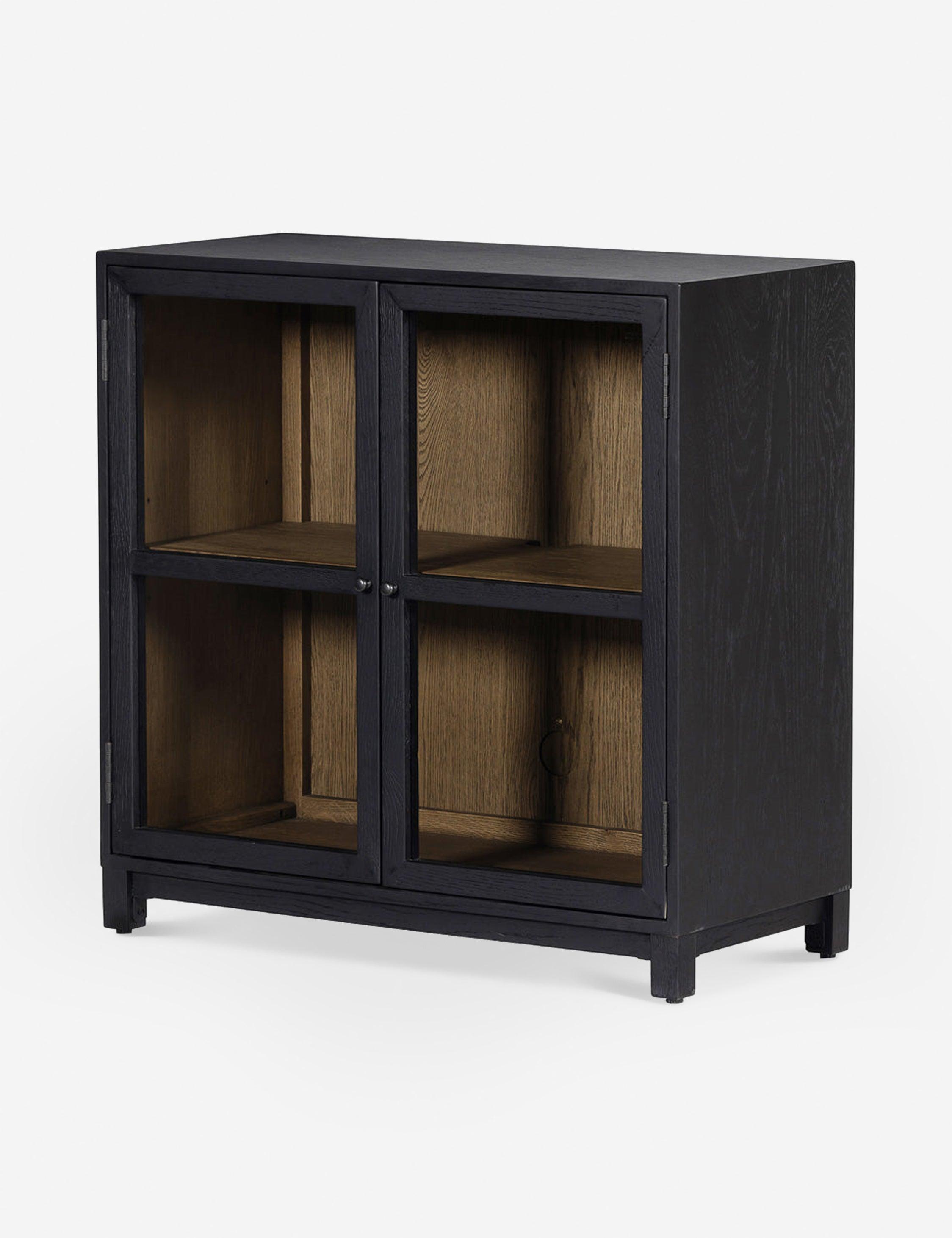 Contemporary Black Oak Display Cabinet with Adjustable Shelving