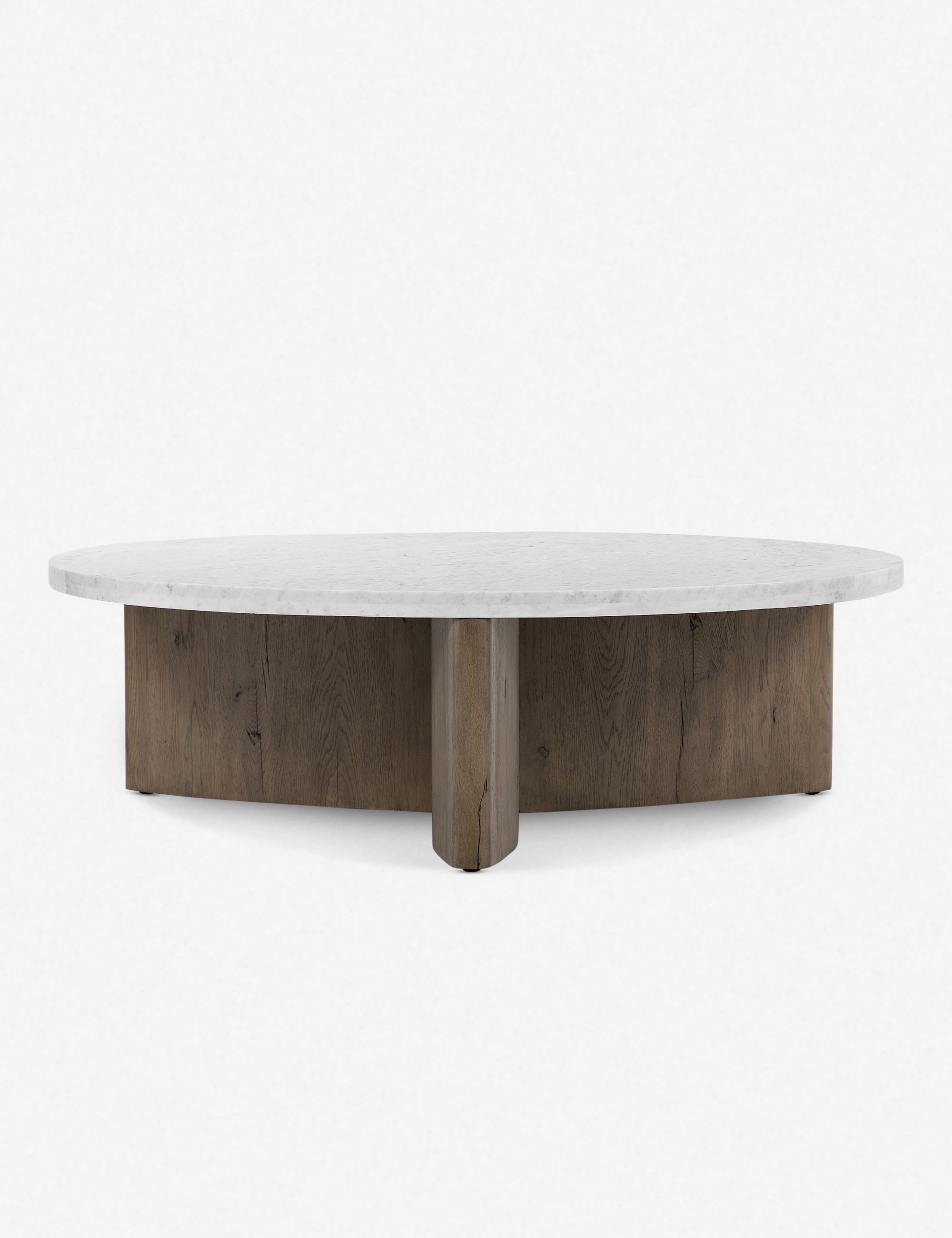 Contemporary Rustic Grey Oak & White Marble Round Coffee Table