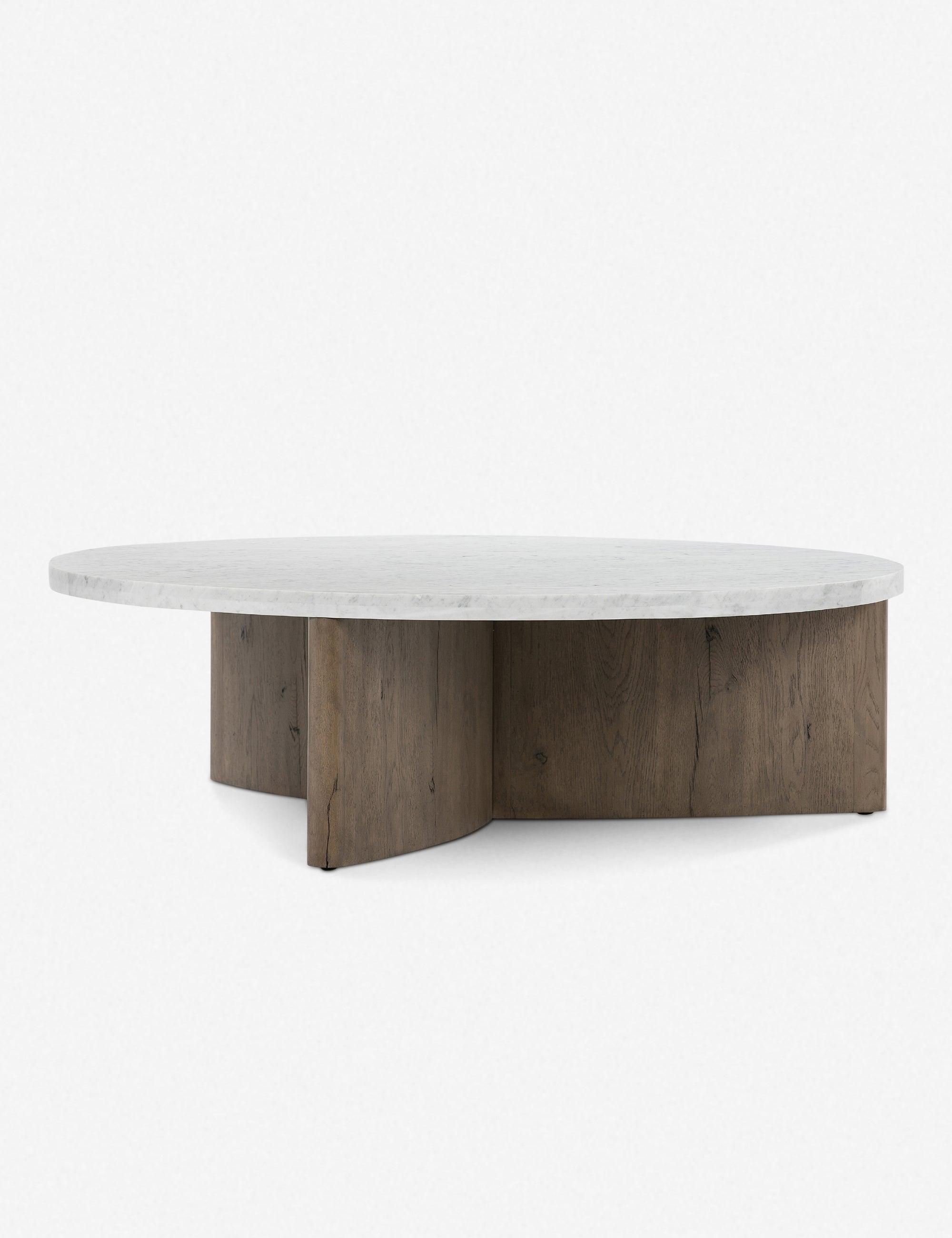Voss Round Coffee Table - Natural and White Marble
