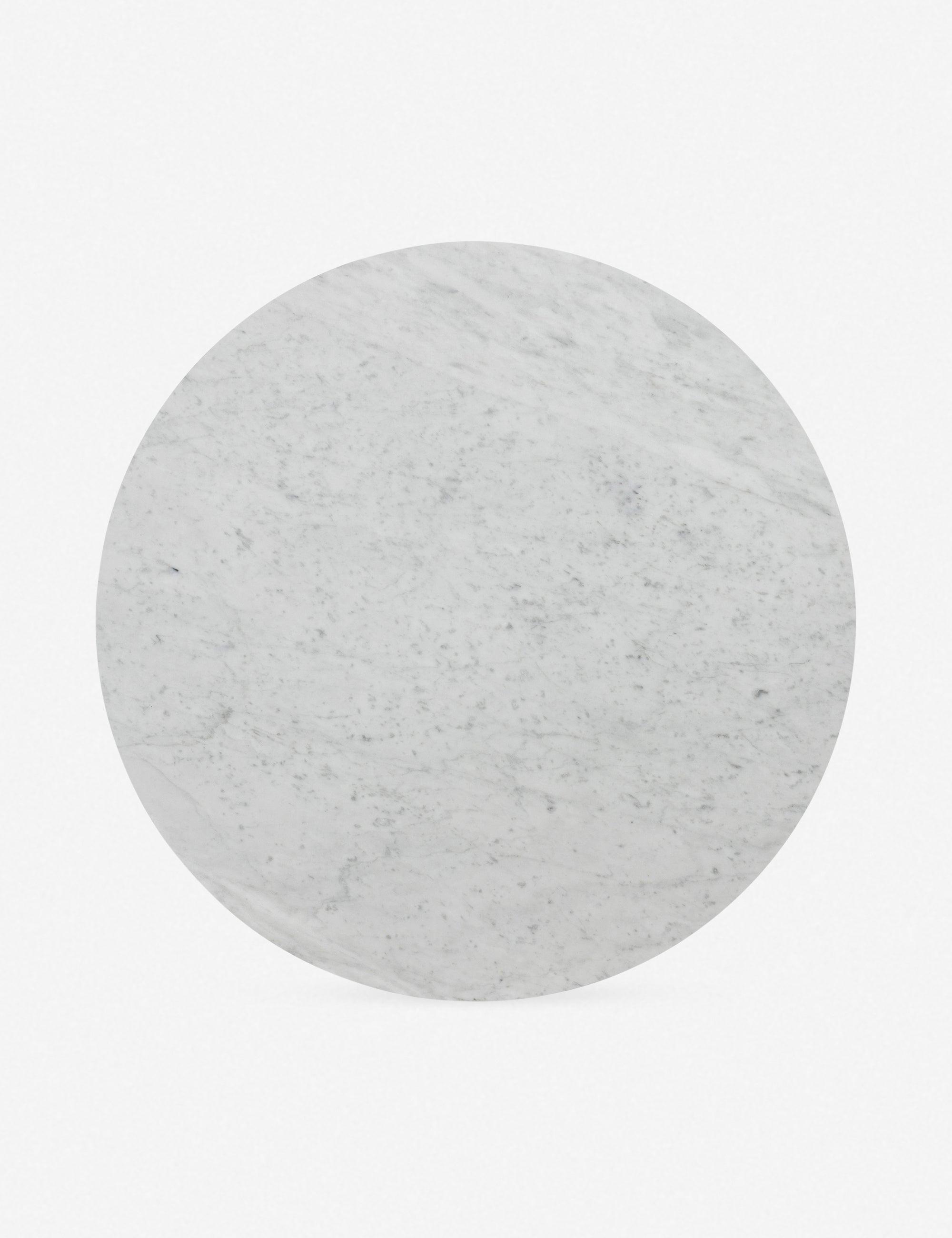 Voss Round Side Table - Natural and White Marble