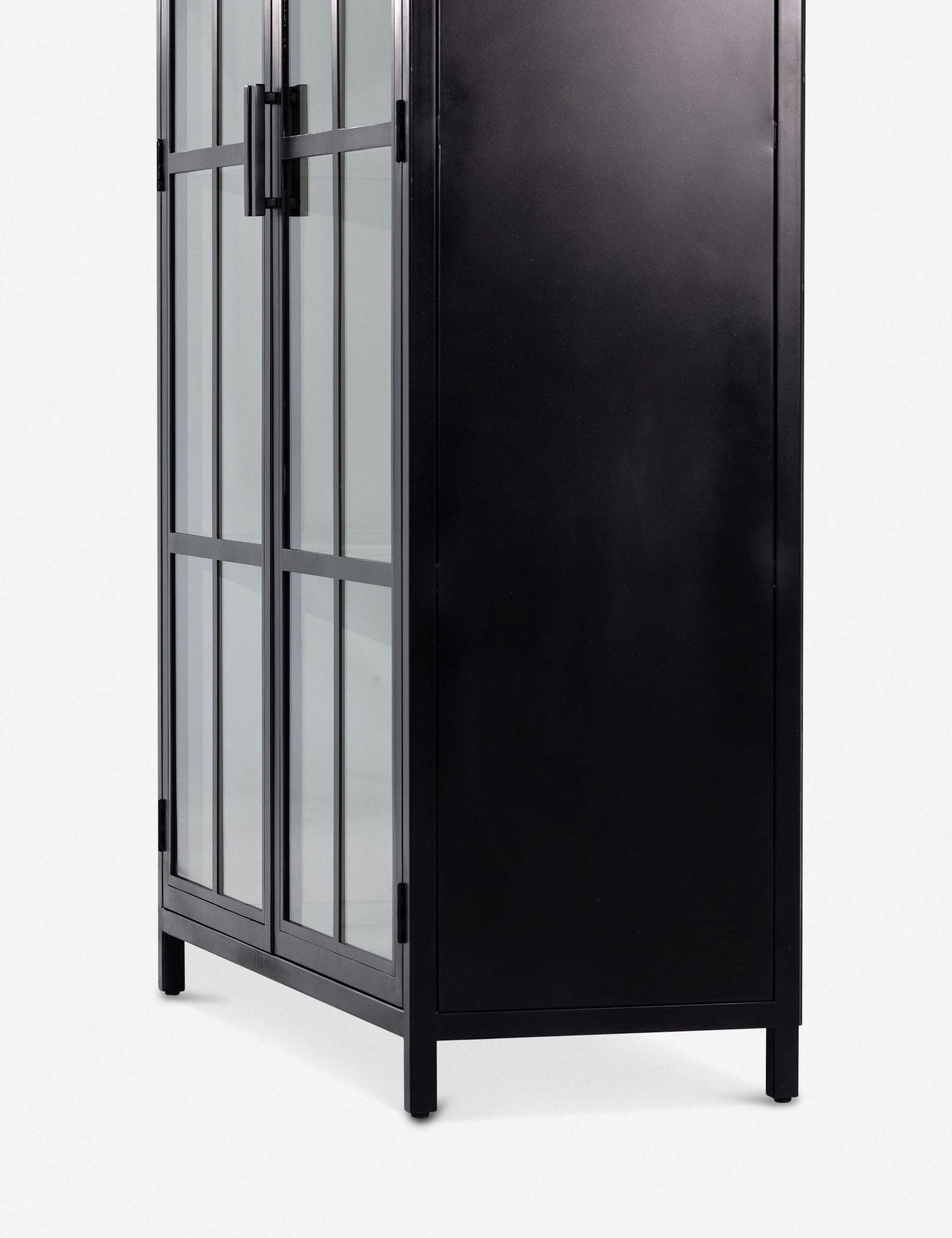 Contemporary Black and White Iron Glass Panel Curio Cabinet