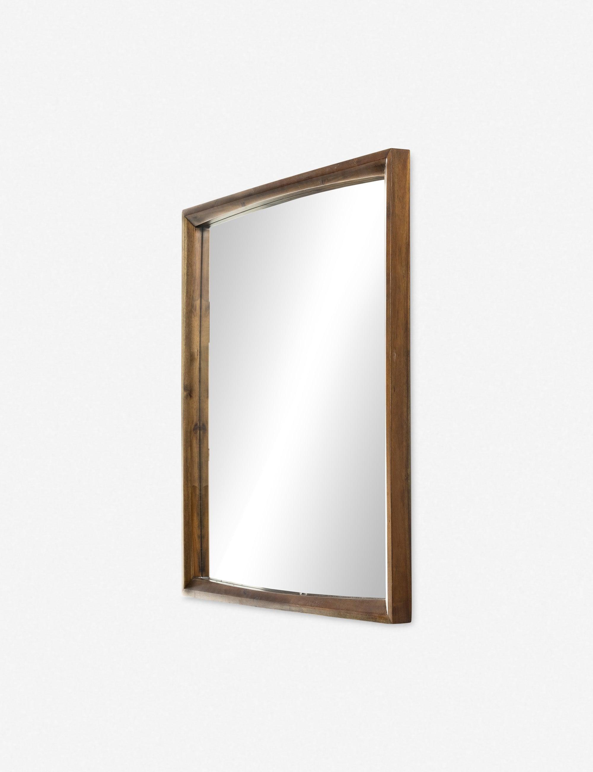 Acacia Wood Square Wall Mirror with Subtle Curves