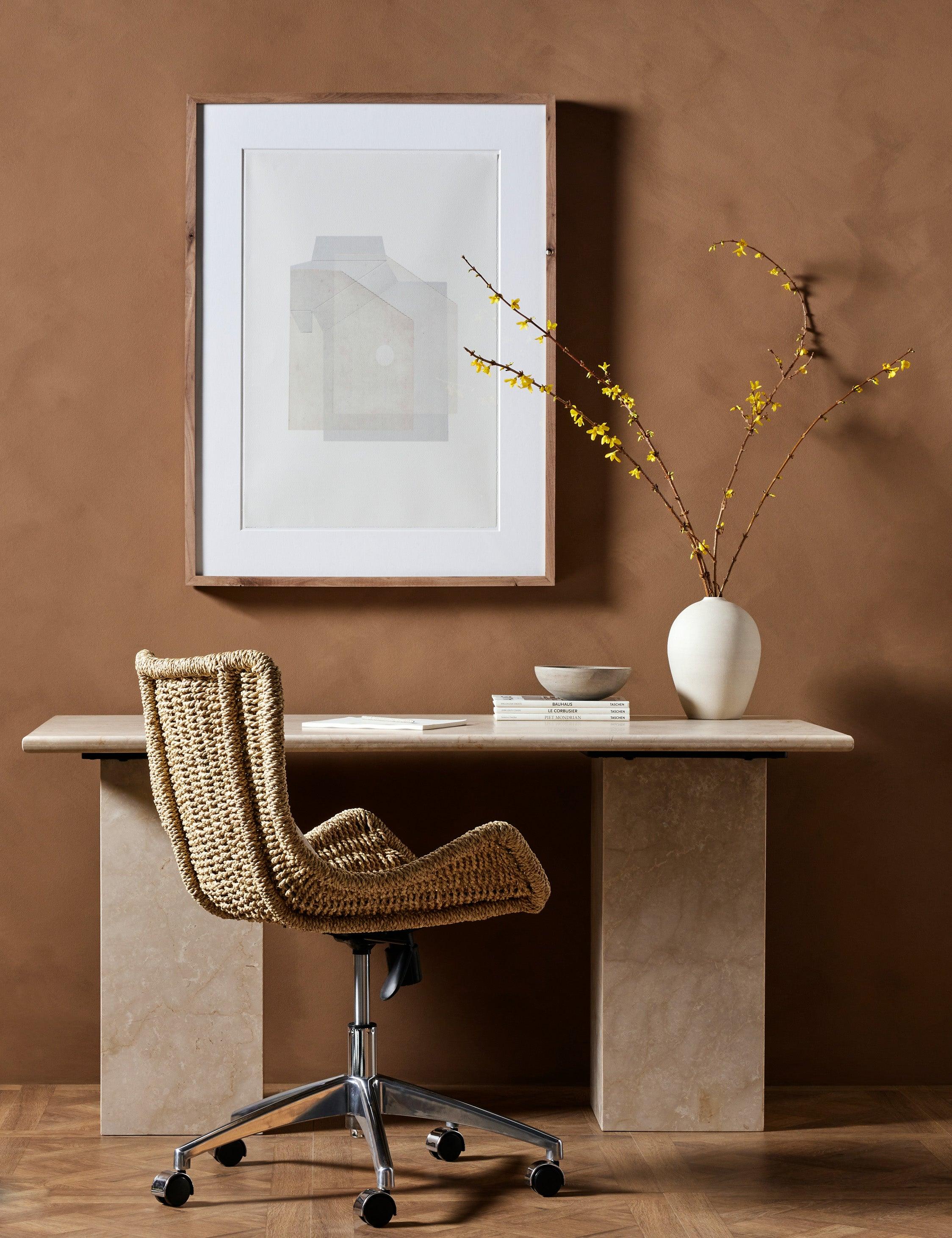Leonel Desk - Cream Marble