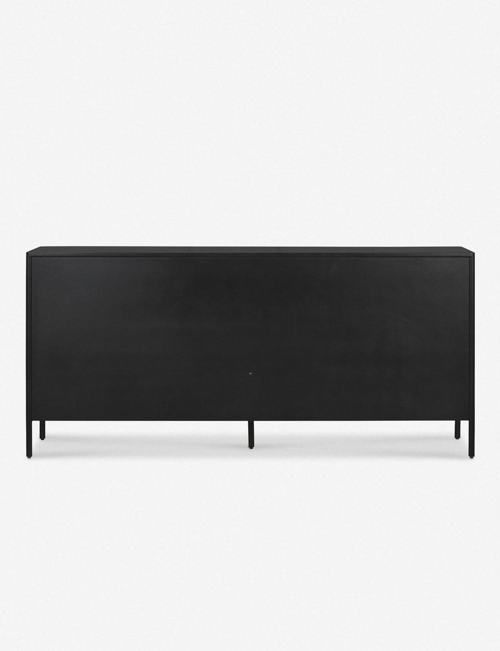 Sleek Black Iron 74'' Sideboard with Bronzed Hardware