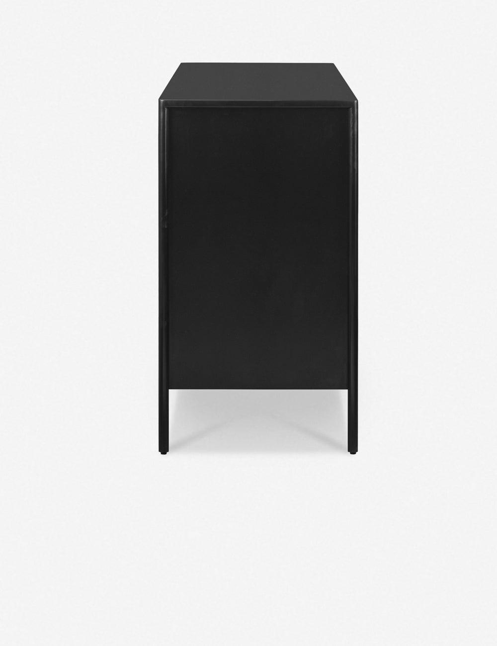 Sleek Black Iron 74'' Sideboard with Bronzed Hardware