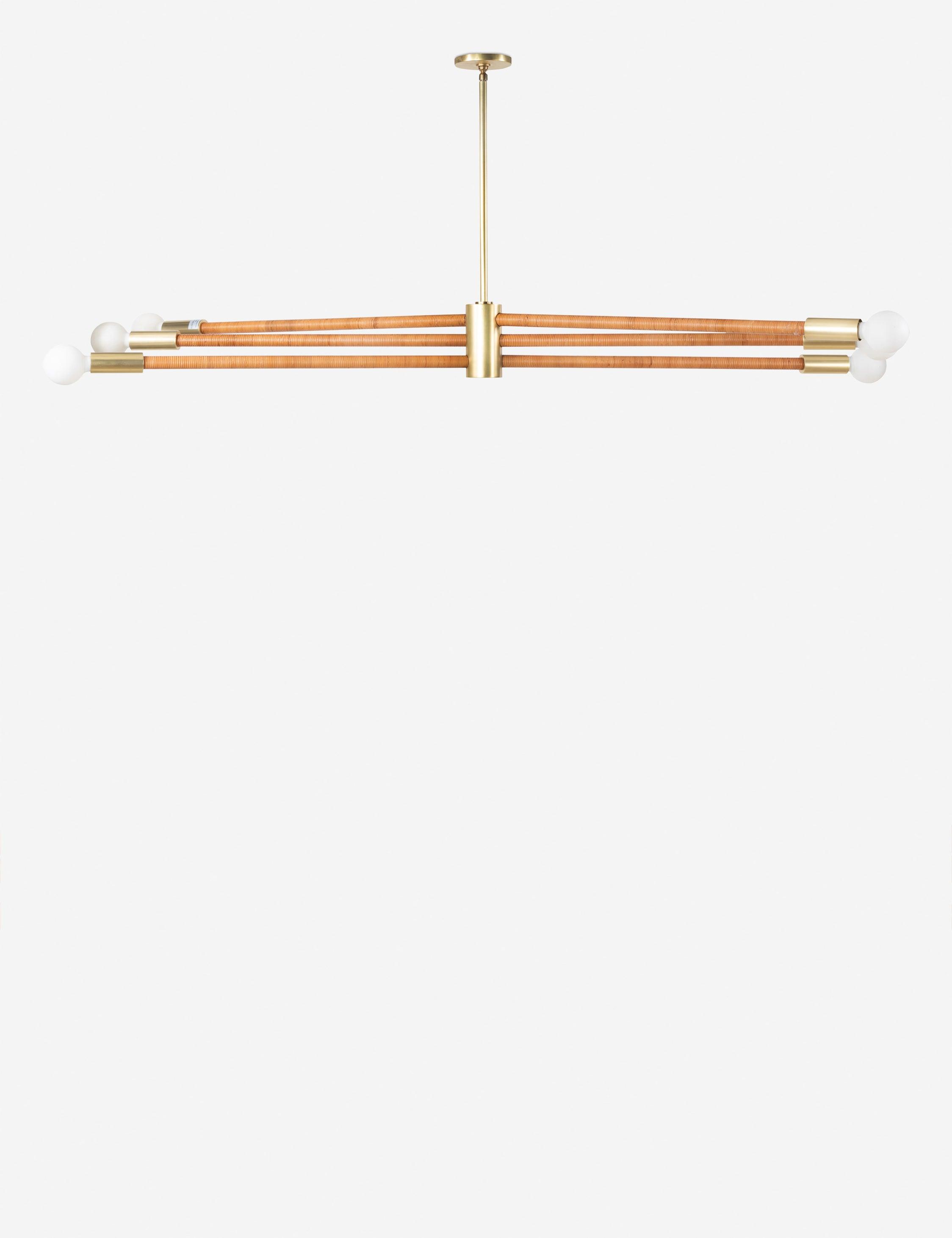 Aldrich 6-Light LED Chandelier in Natural Rattan and Antique Brass