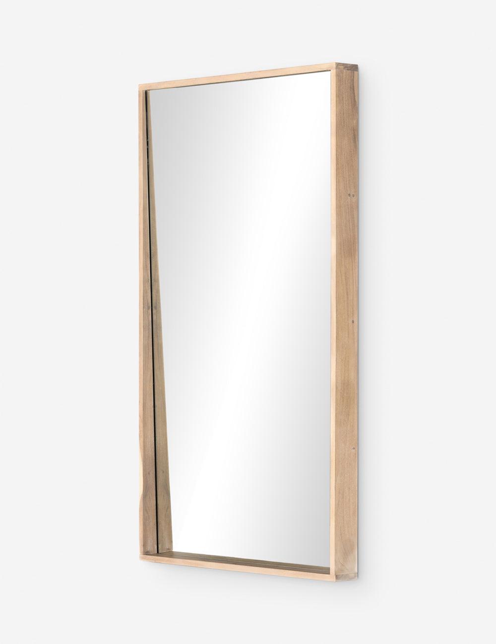 Elegance Whitewash Acacia Wood Full-Length Rectangular Mirror