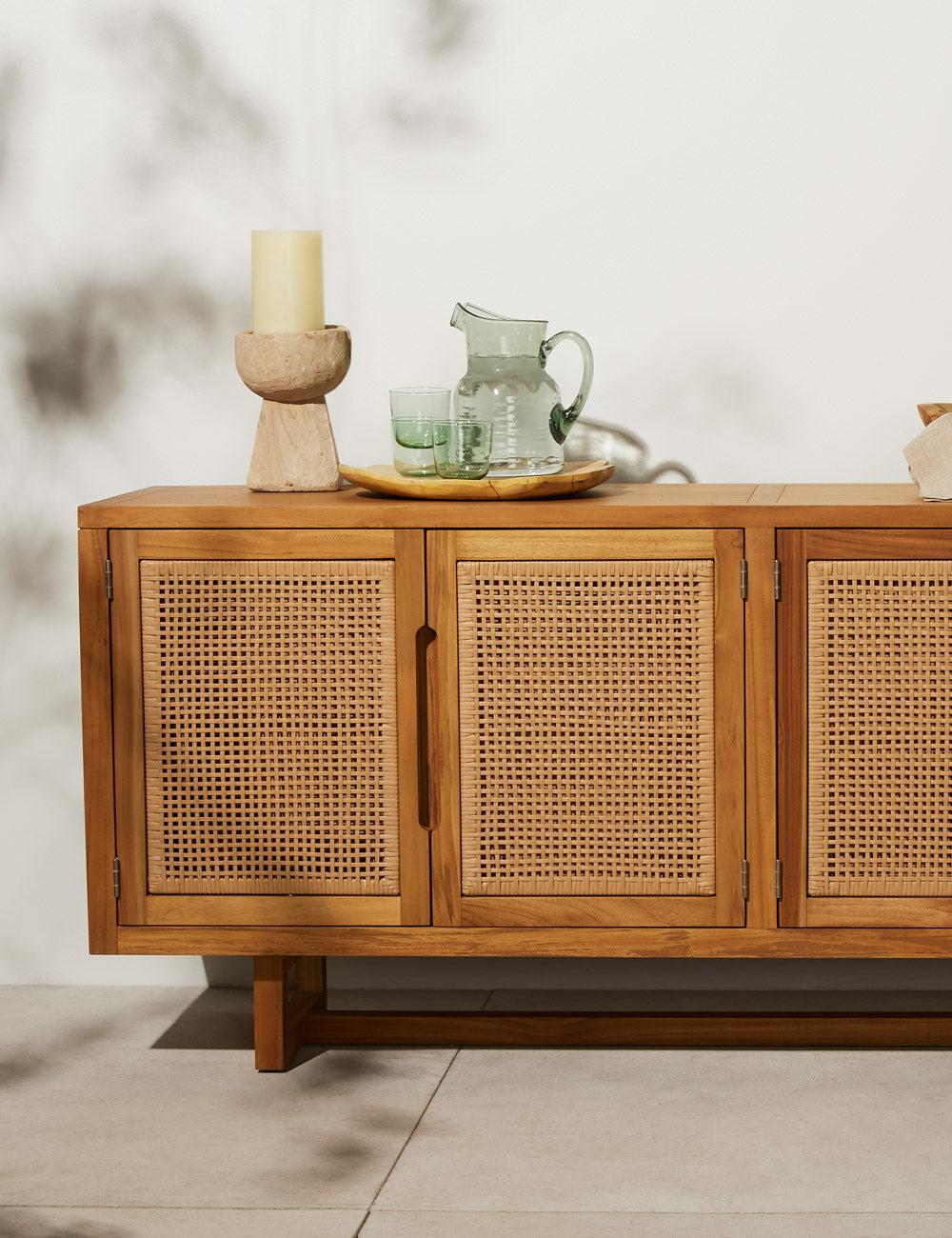 Anson Breezy Charm 72'' Natural Teak and Wicker Outdoor Sideboard