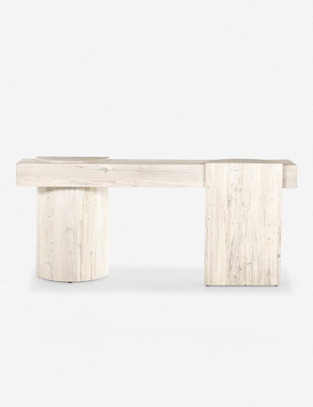 Elegant Bleached Oak Rectangular Console Table, 72" White