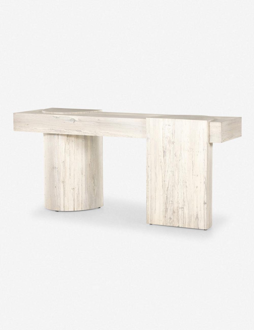Elegant Bleached Oak Rectangular Console Table, 72" White