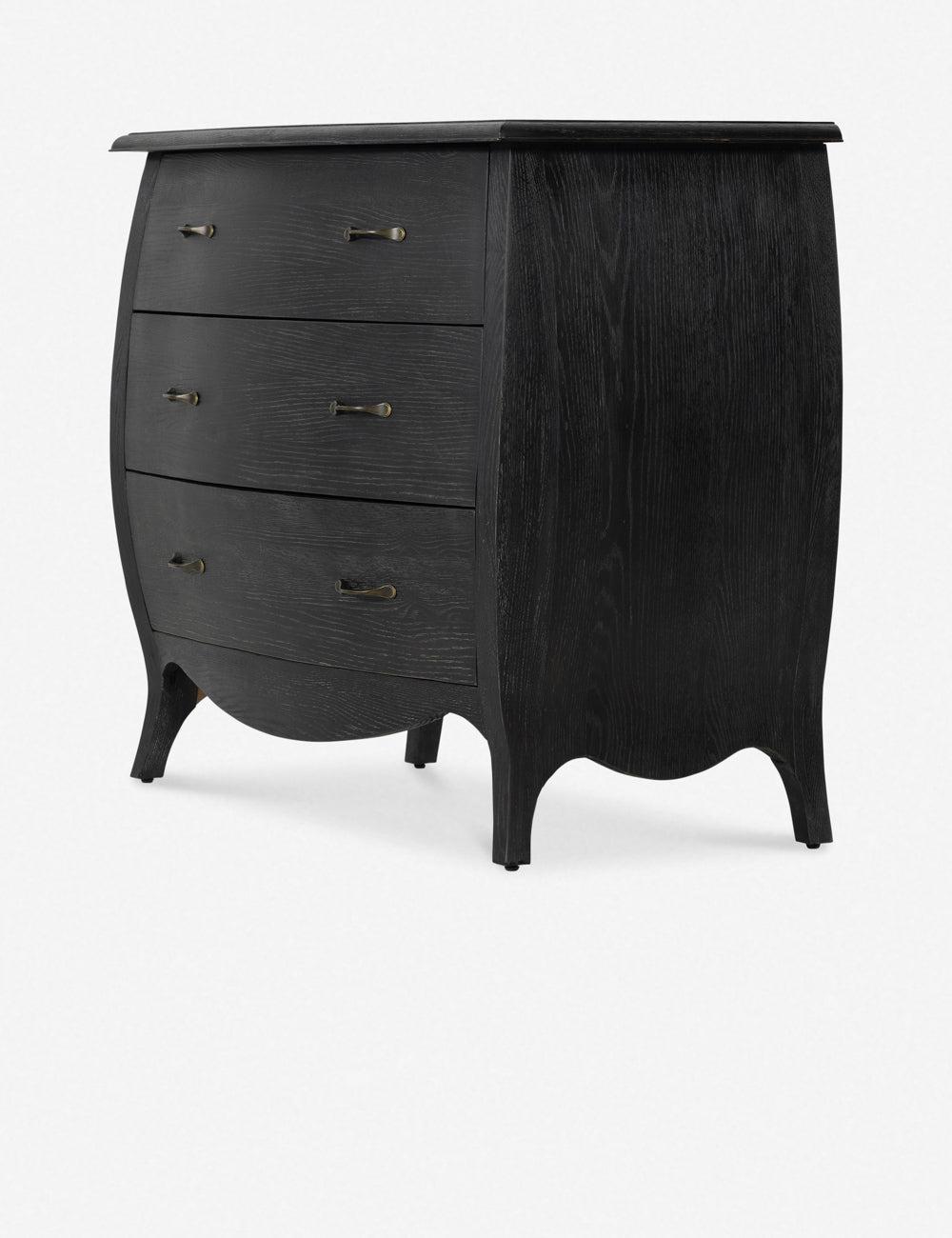 Antoinette Distressed Black Oak 3-Drawer Bombay Chest