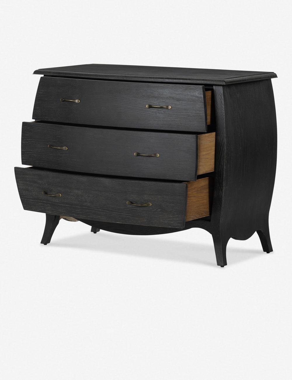 Antoinette Distressed Black Oak 3-Drawer Bombay Chest