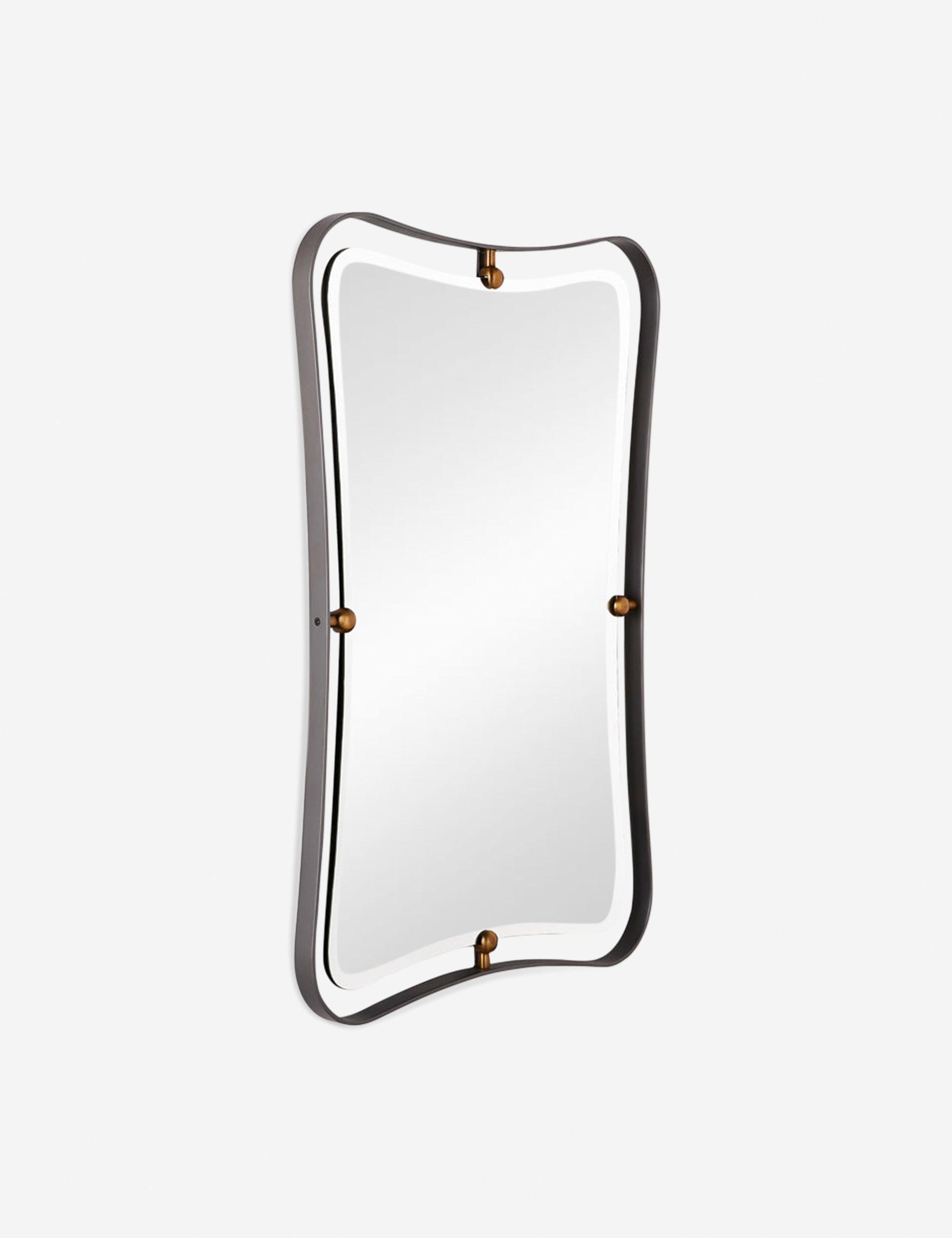 Janey Rectangular Gold and Iron Hourglass Wall Mirror 45"x30"