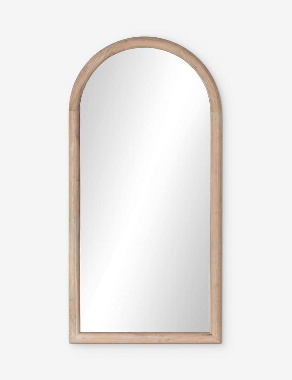 Elegant Full-Length Whitewash Acacia Wood Rectangular Mirror