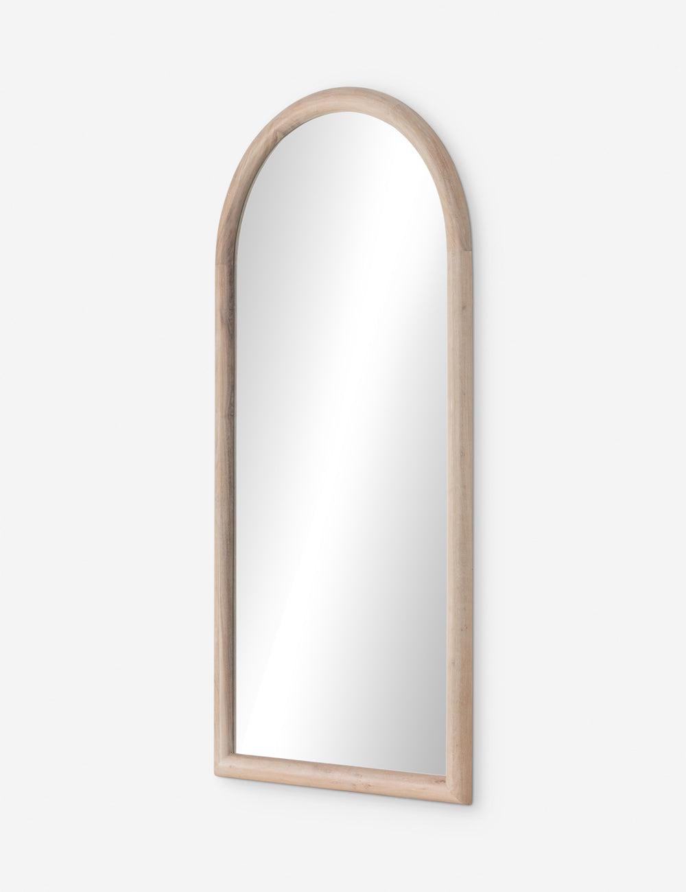 Elegant Full-Length Whitewash Acacia Wood Rectangular Mirror