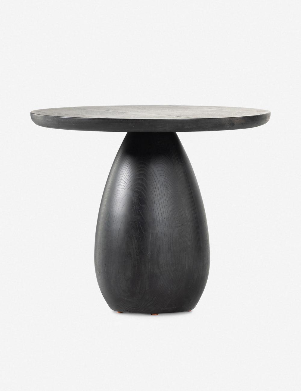 Contemporary Black Wood and Metal Round Side Table