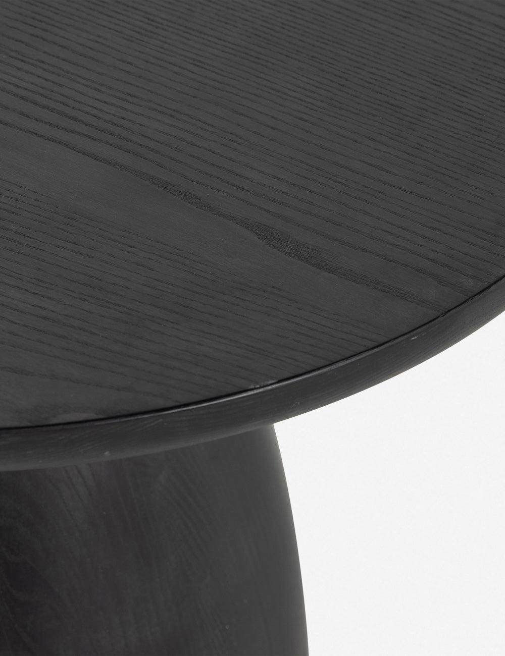 Contemporary Black Wood and Metal Round Side Table