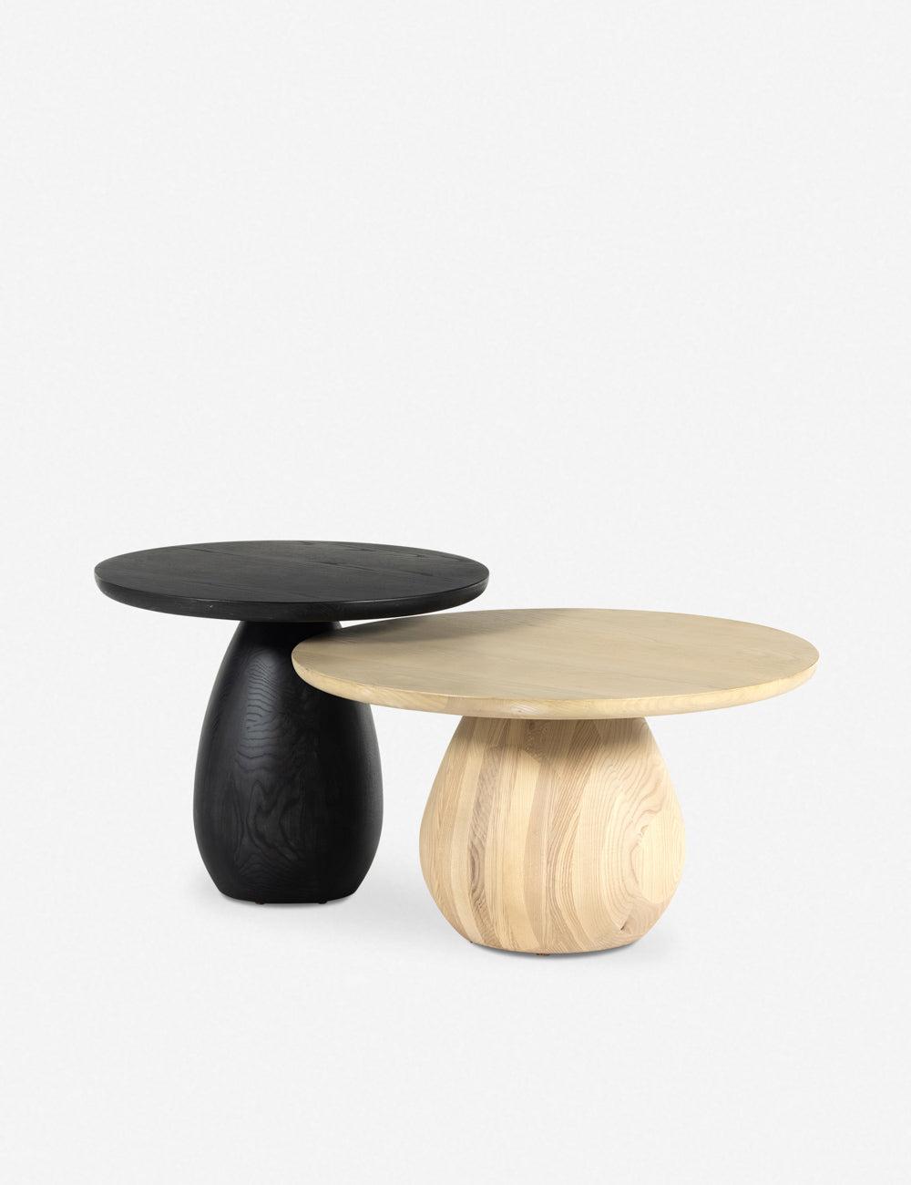 Contemporary Black Wood and Metal Round Side Table