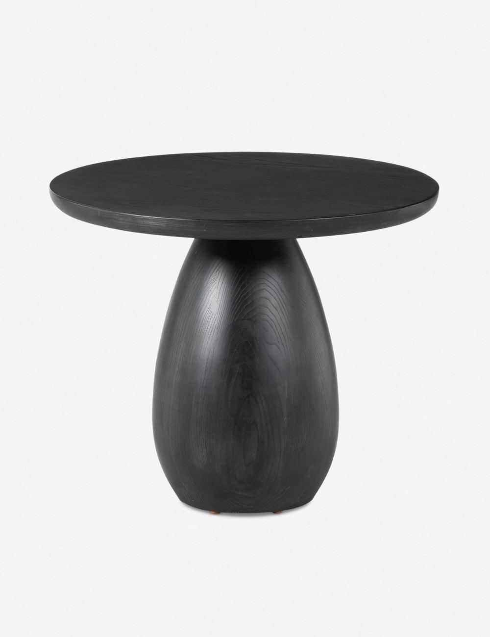 Contemporary Black Wood and Metal Round Side Table