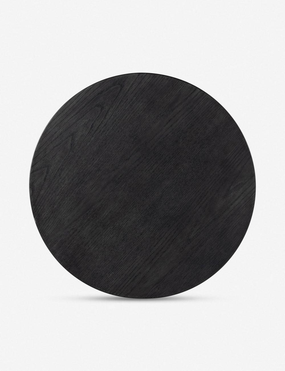 Contemporary Black Wood and Metal Round Side Table