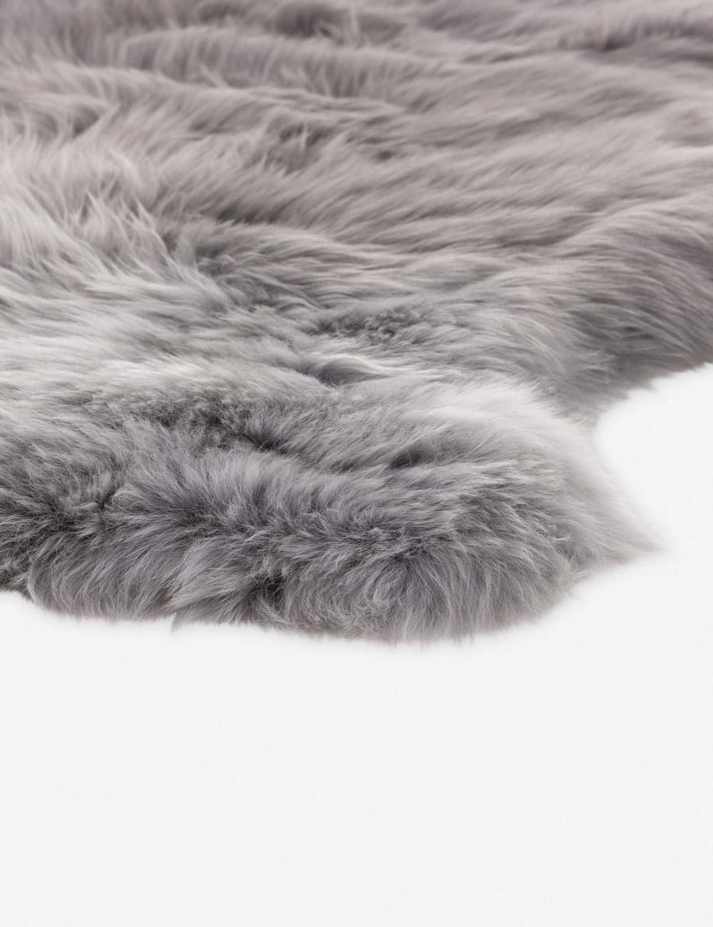 Luxurious Gray Ombre Sheepskin Wool Throw Blanket