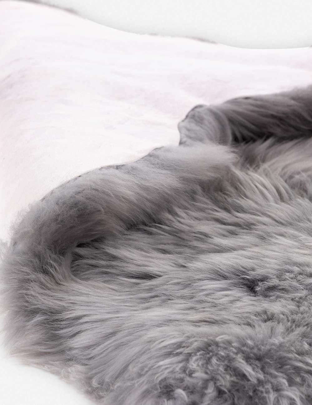 Luxurious Gray Ombre Sheepskin Wool Throw Blanket