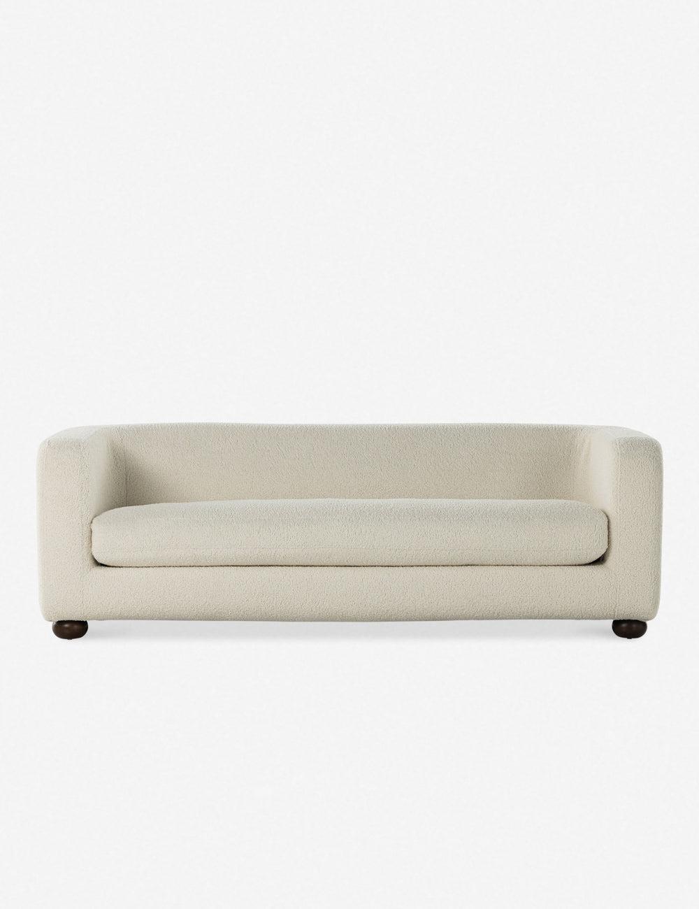 Curved Sheepskin Natural 84" White Contemporary Sofa