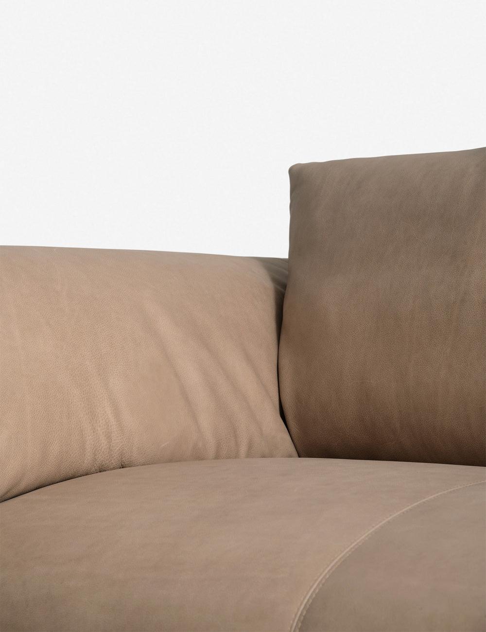 Heritage Taupe Leather Reclining Sofa with Pillow-top Arms