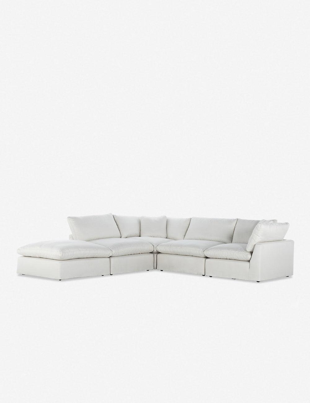 Anders Ivory 4-Piece Track Arm Sectional with Ottoman