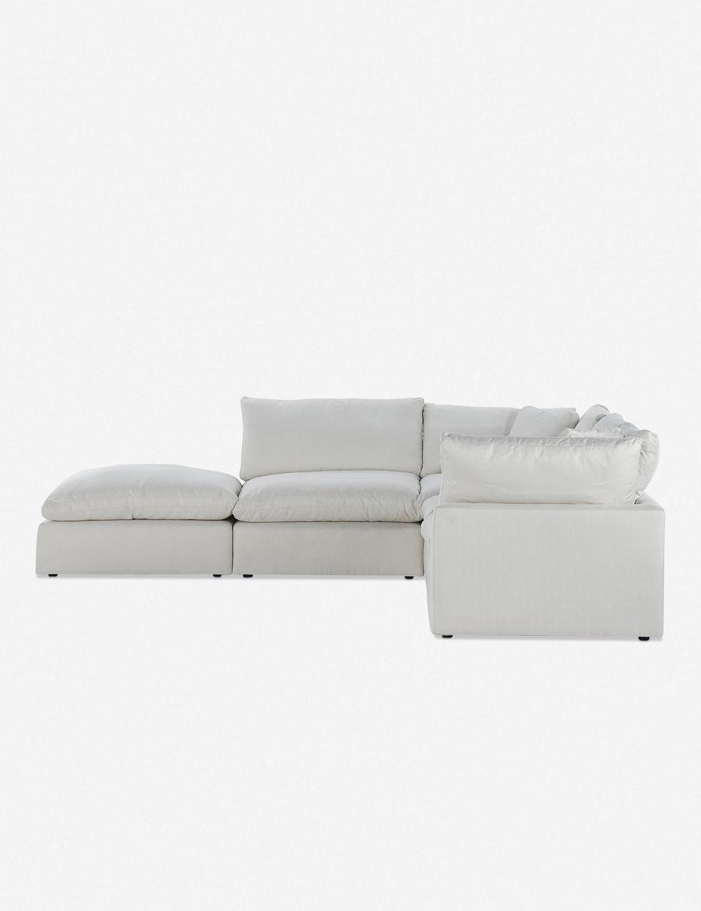 Anders Ivory 4-Piece Track Arm Sectional with Ottoman