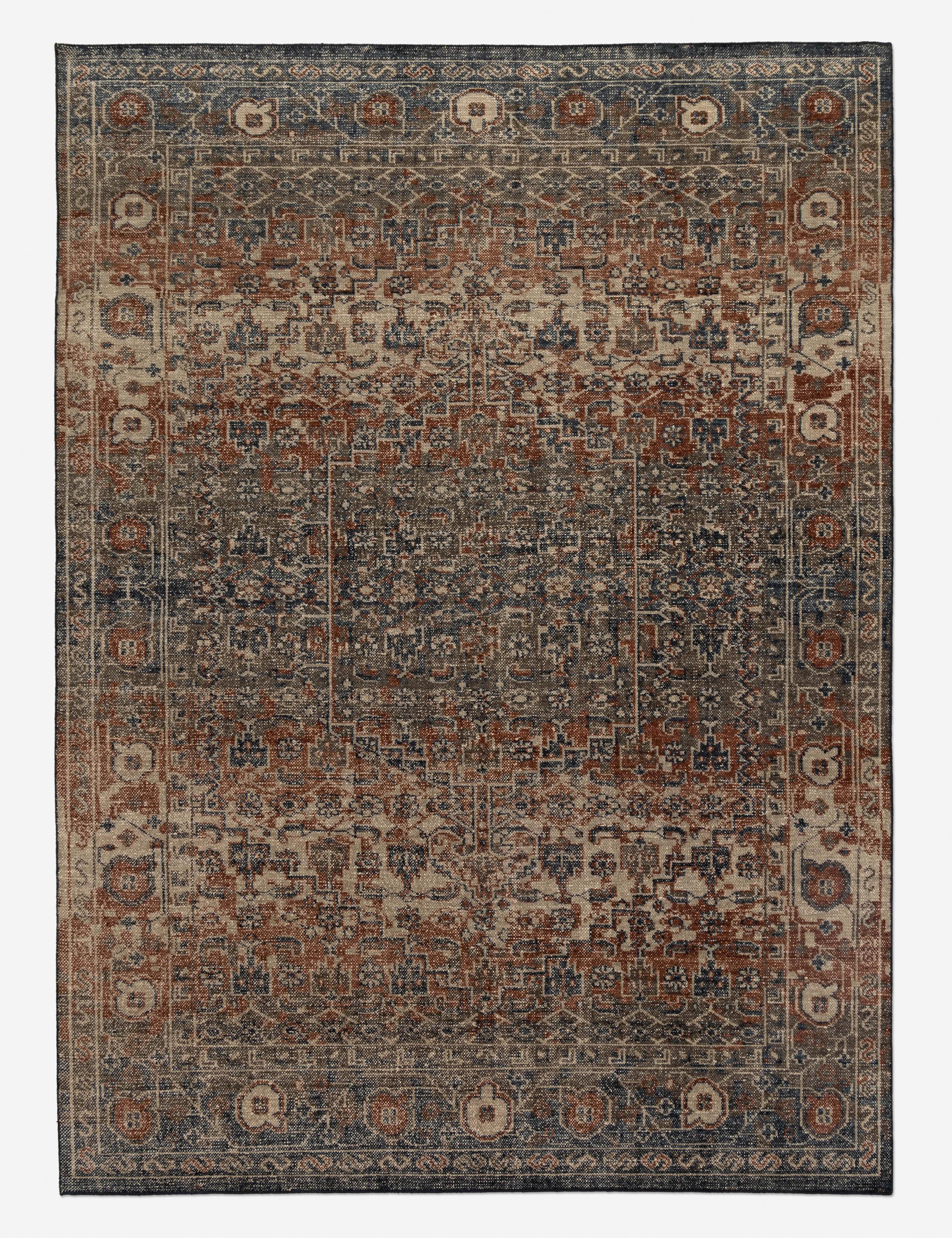 Arwen Traditional Hand-Knotted Wool Area Rug, 8' x 10', Earth Tones