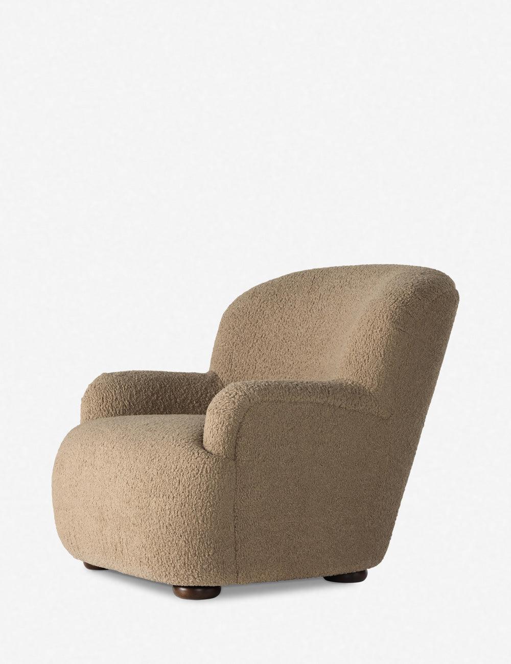 Luxurious Camel Sheepskin Accent Chair with High Sculpted Back