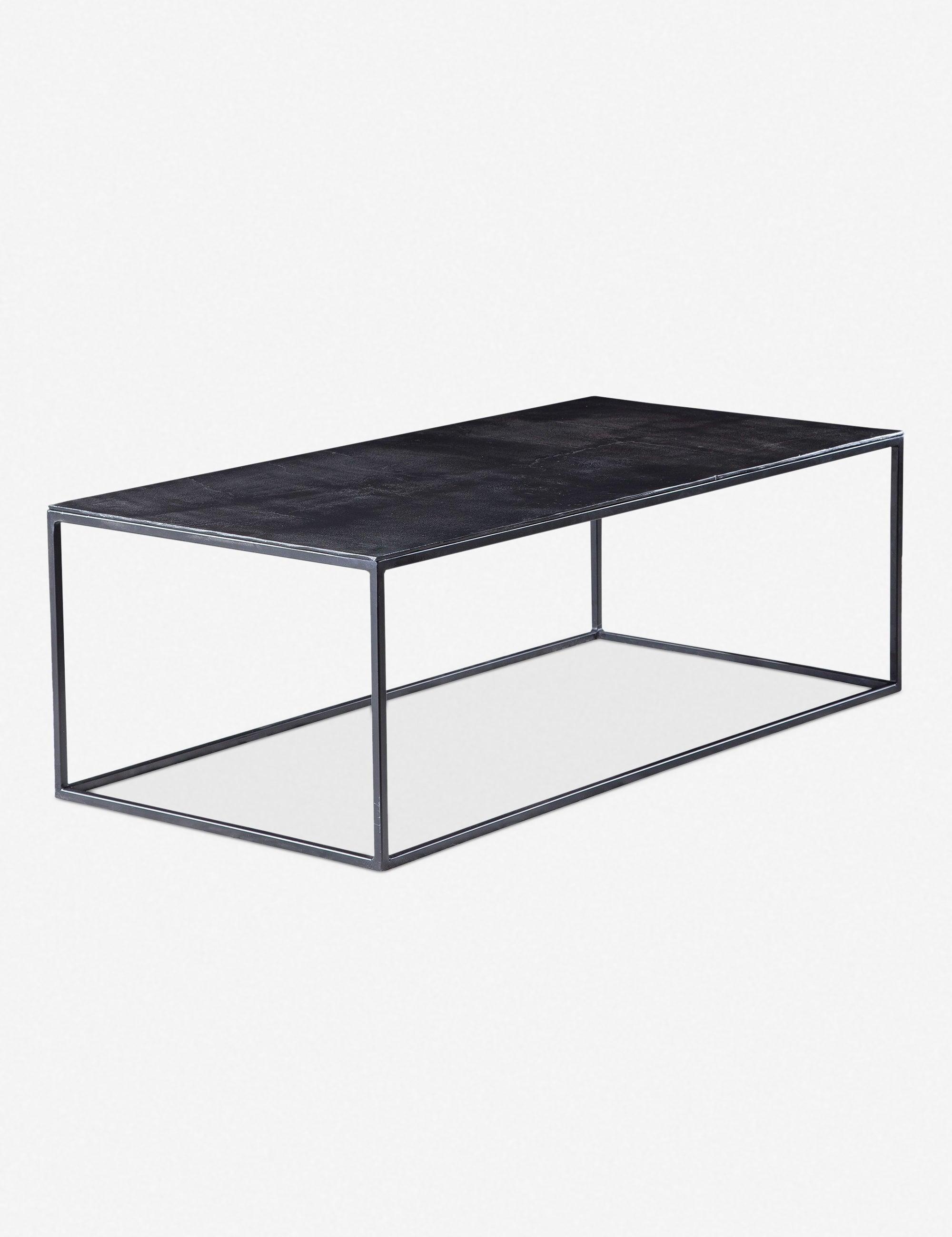 Coreene 48" Black Industrial Rectangular Metal Coffee Table