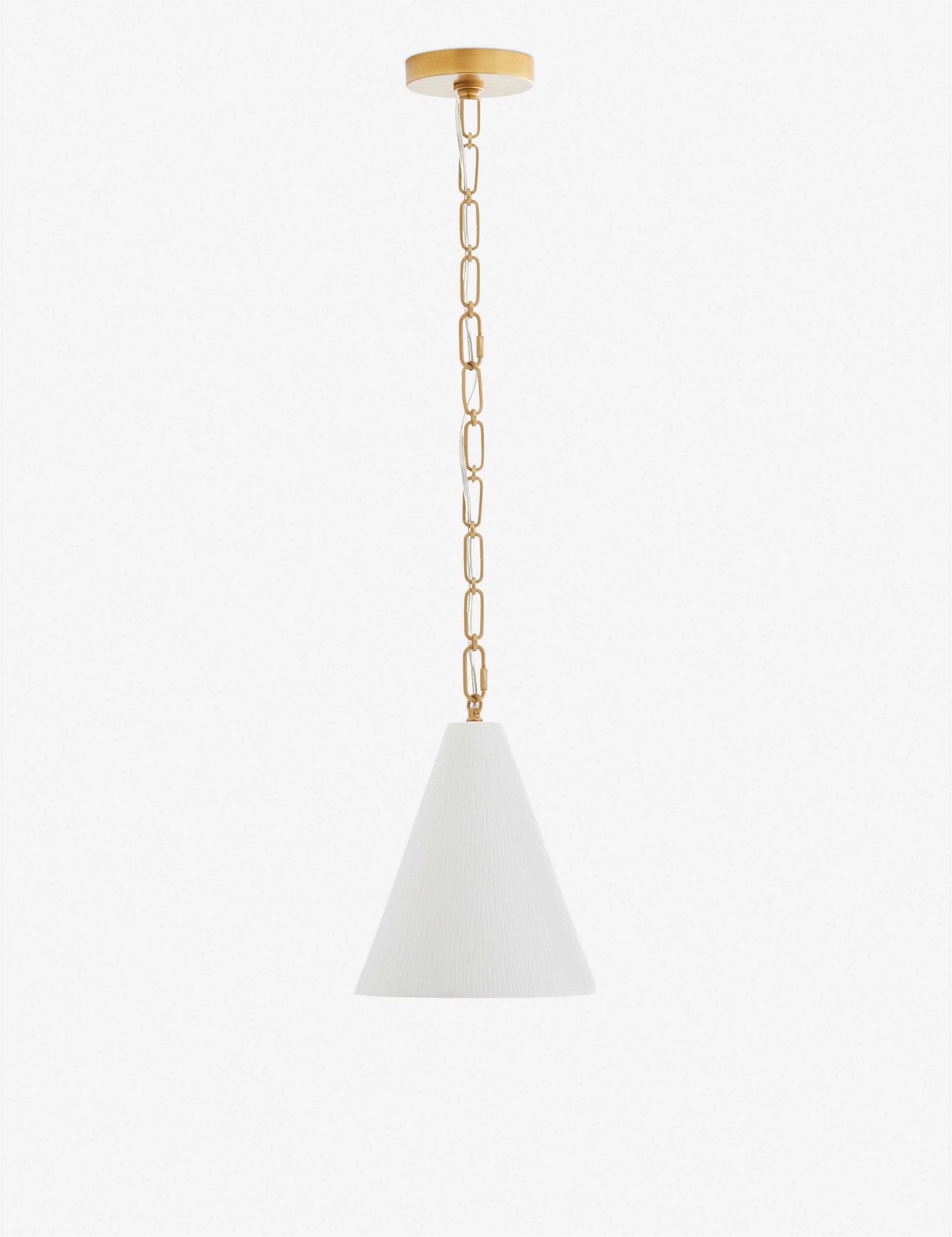 Oakland Matte Bone Porcelain Pendant with Antique Brass Chain