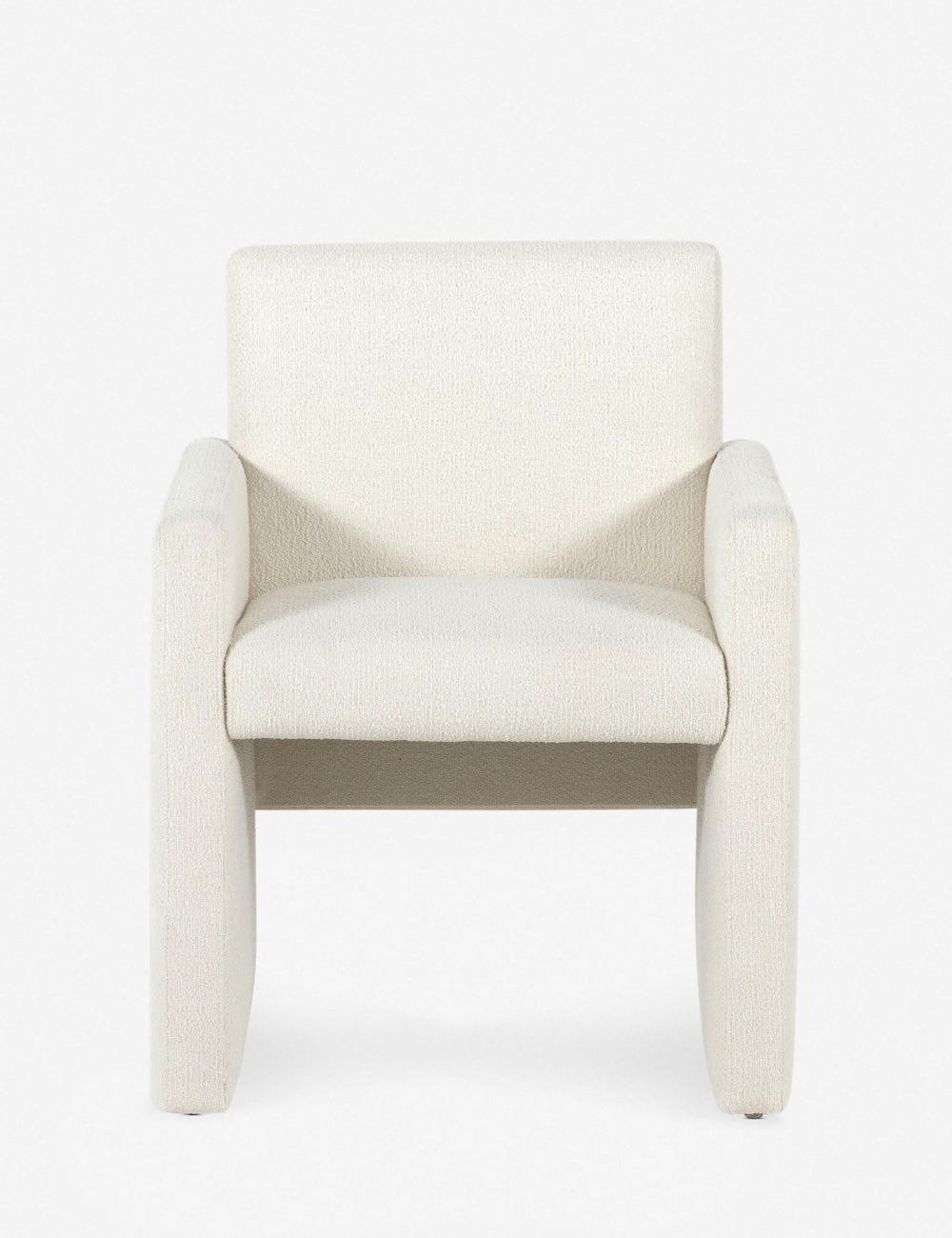 Fayette Cloud Upholstered Wood Arm Chair in White
