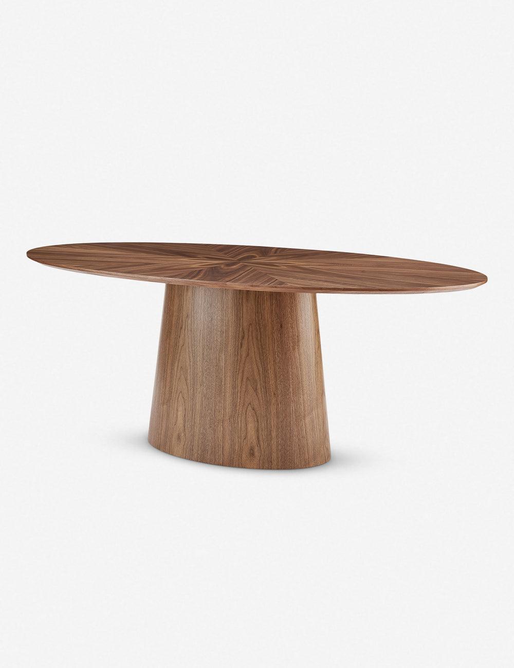 Contemporary Mid-Century Walnut Oval Dining Table, Seats Eight