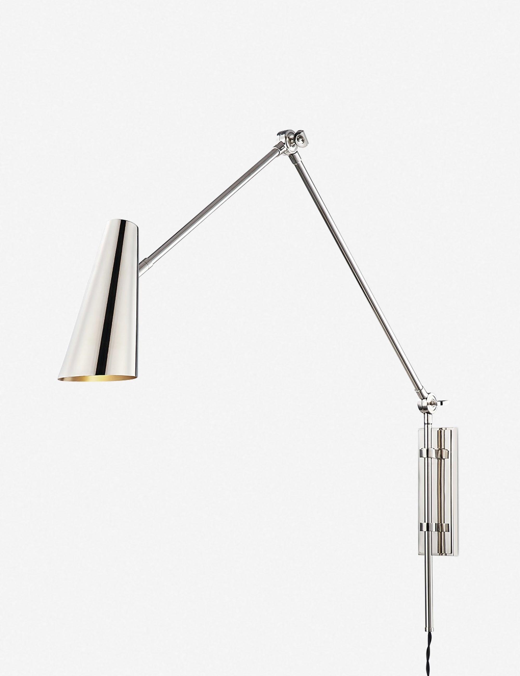 Polished Nickel 1-Light Adjustable Sconce with Cone Metal Shade