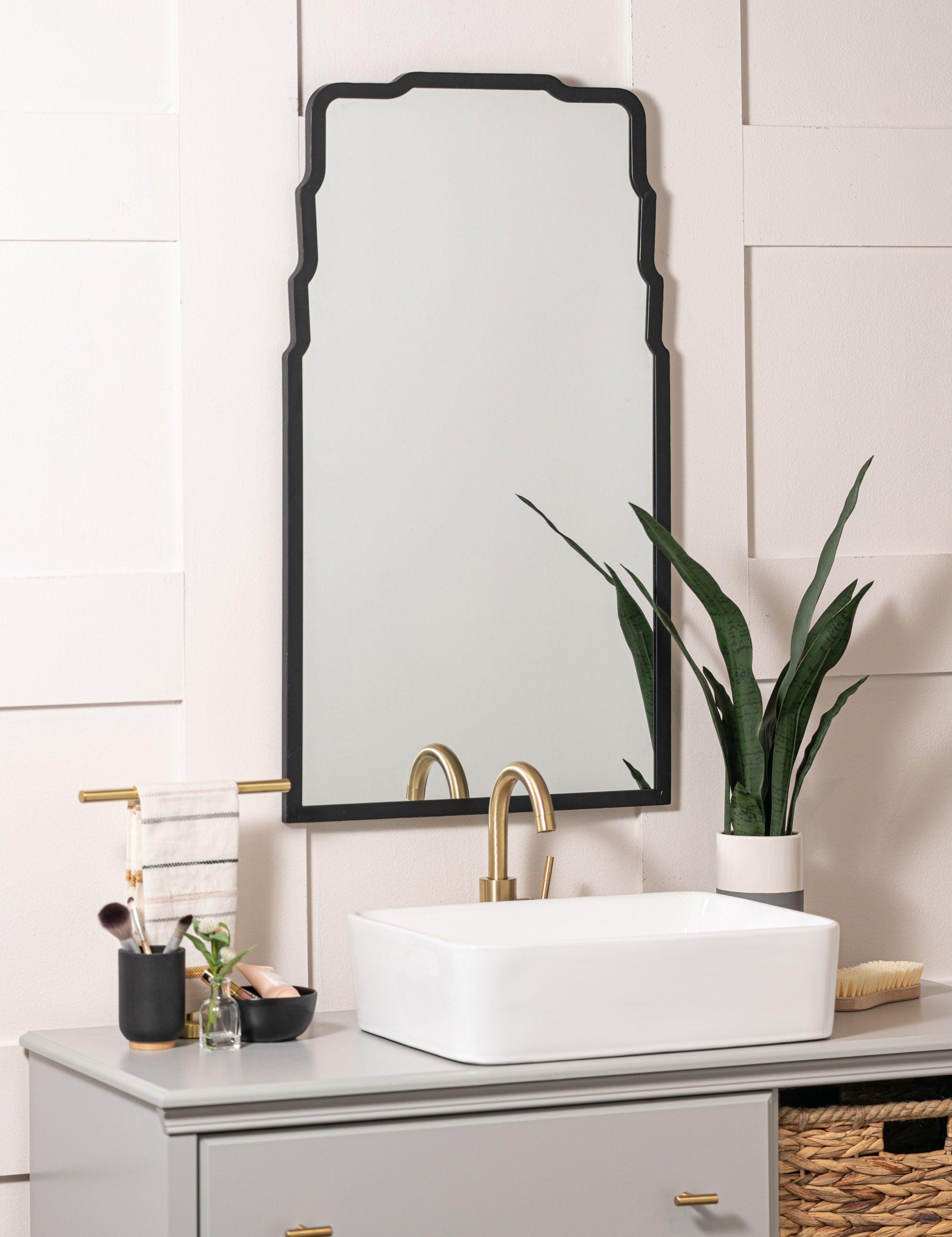 Landen Rectangular 36" x 20" Black Metal Frame Wall Mirror