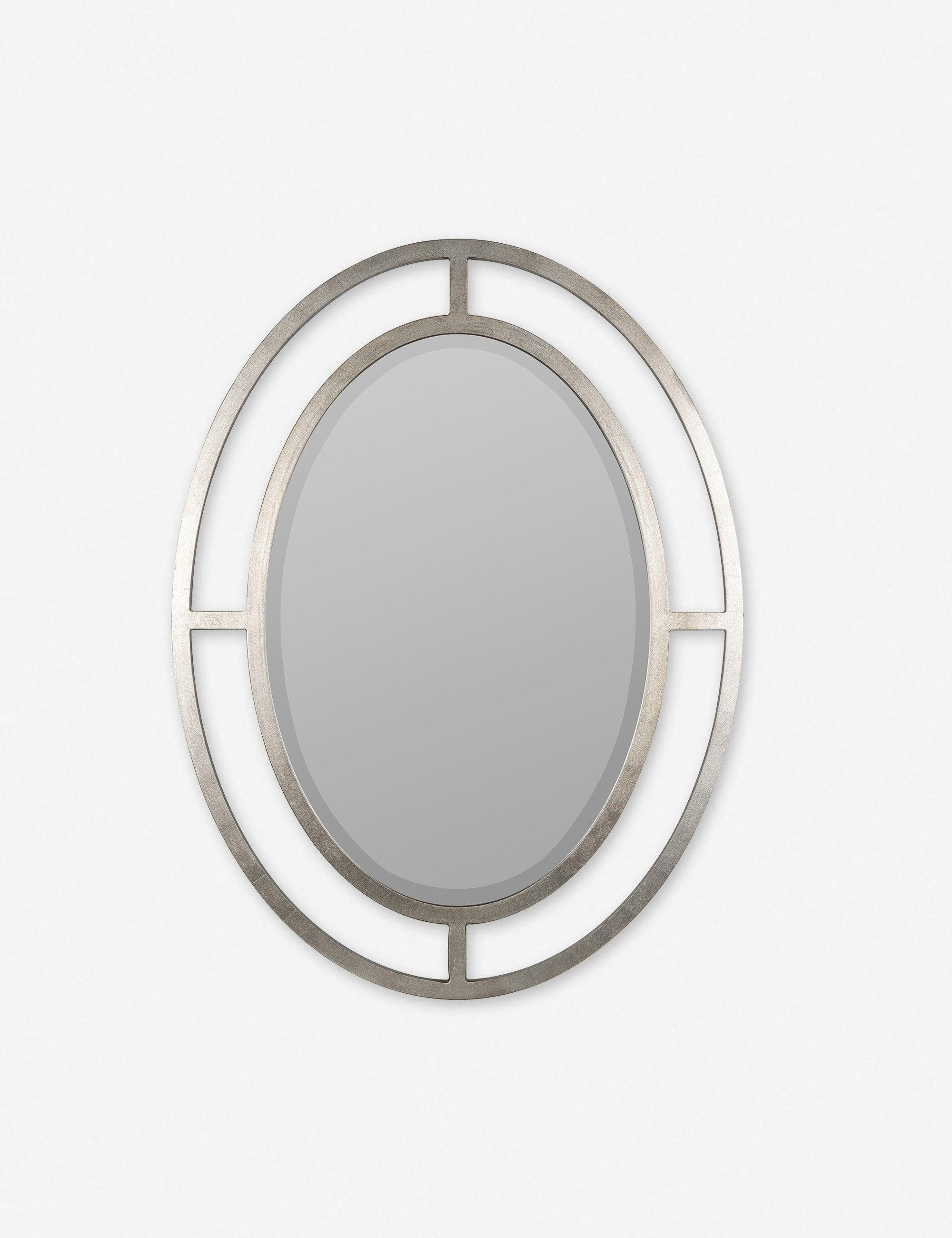 Elegant Oval 40.5'' Wall Mirror with Silver and Gold Finish